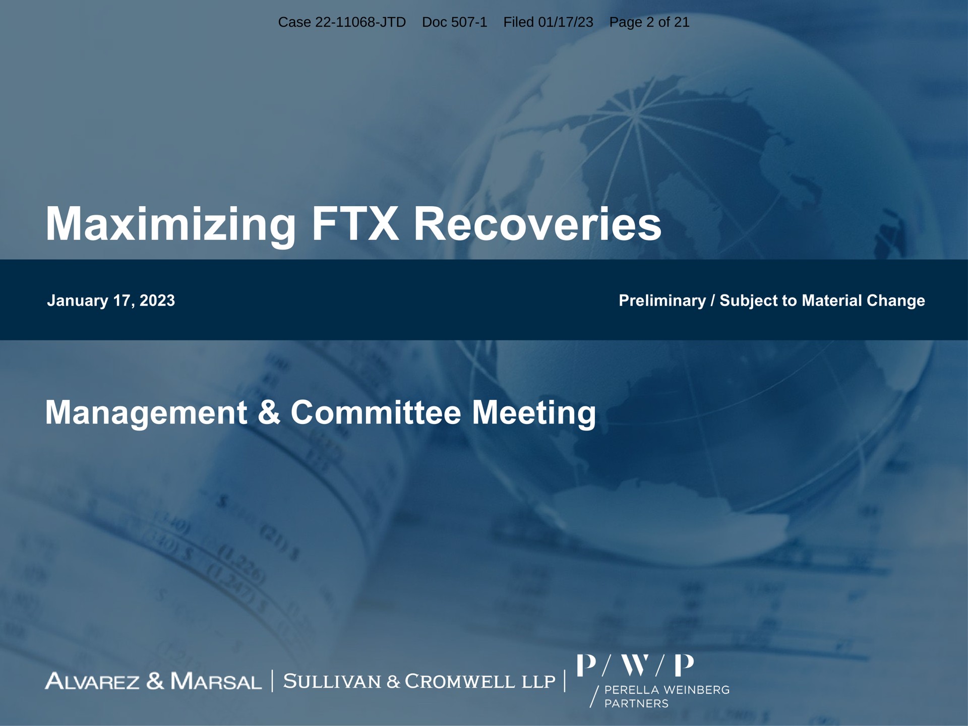Ftx Trading — Maximizing FTX Recoveries investment banking deck slide