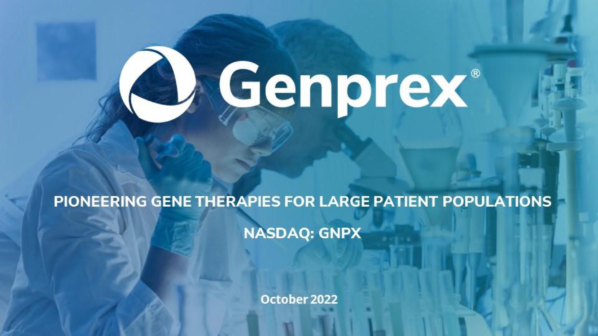 Genprex — Title Slide investment banking deck slide