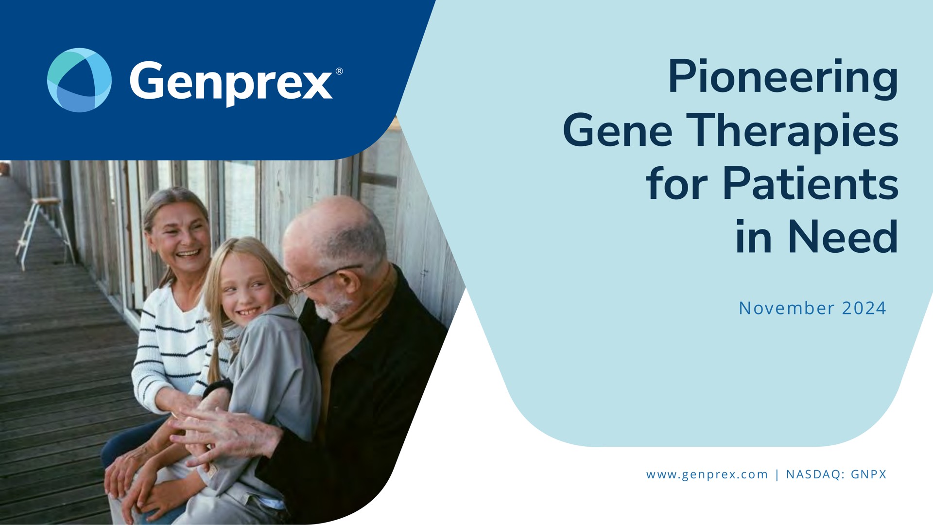 Genprex — Pioneering Gene Therapies for Patients in Need investment banking deck slide
