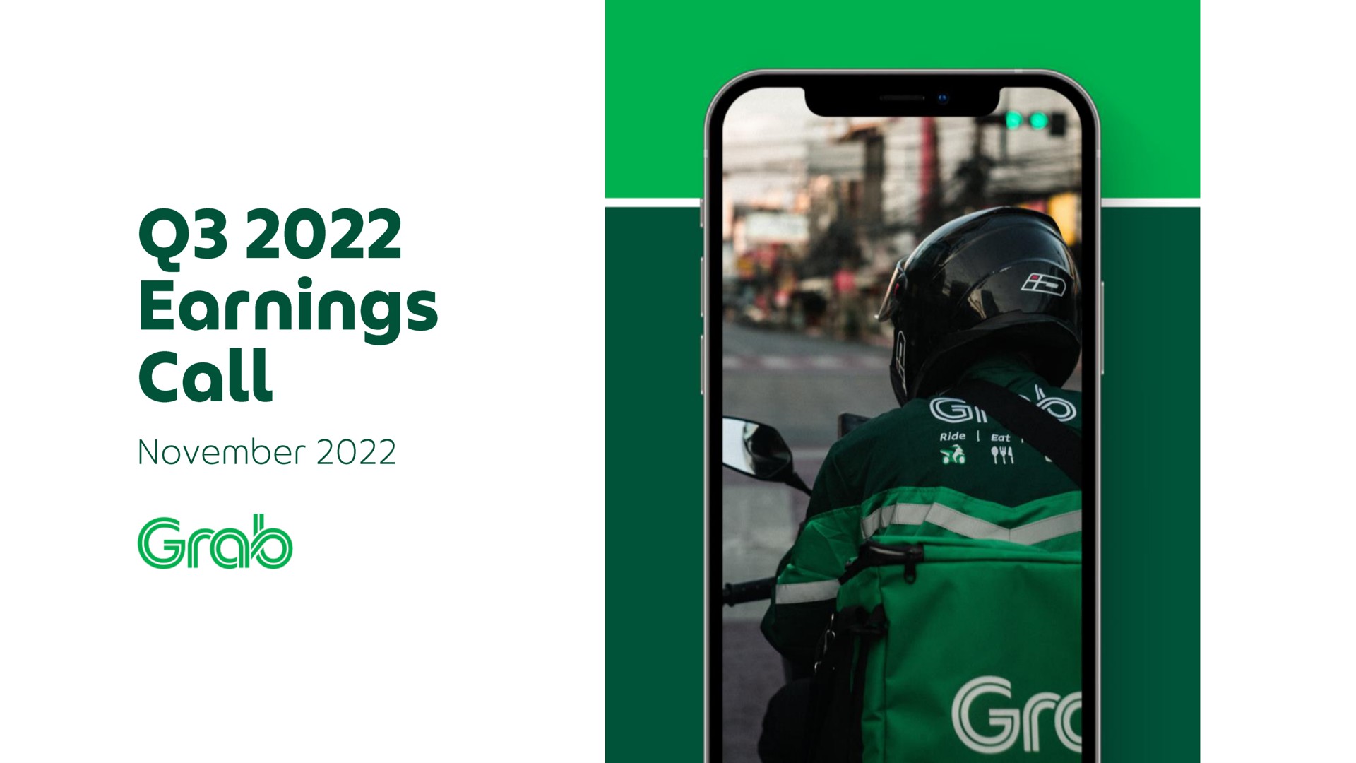 Grab — Q3 2022 Earnings Call investment banking deck slide