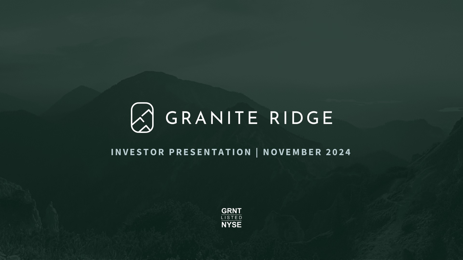 Granite Ridge investment banking deck slide