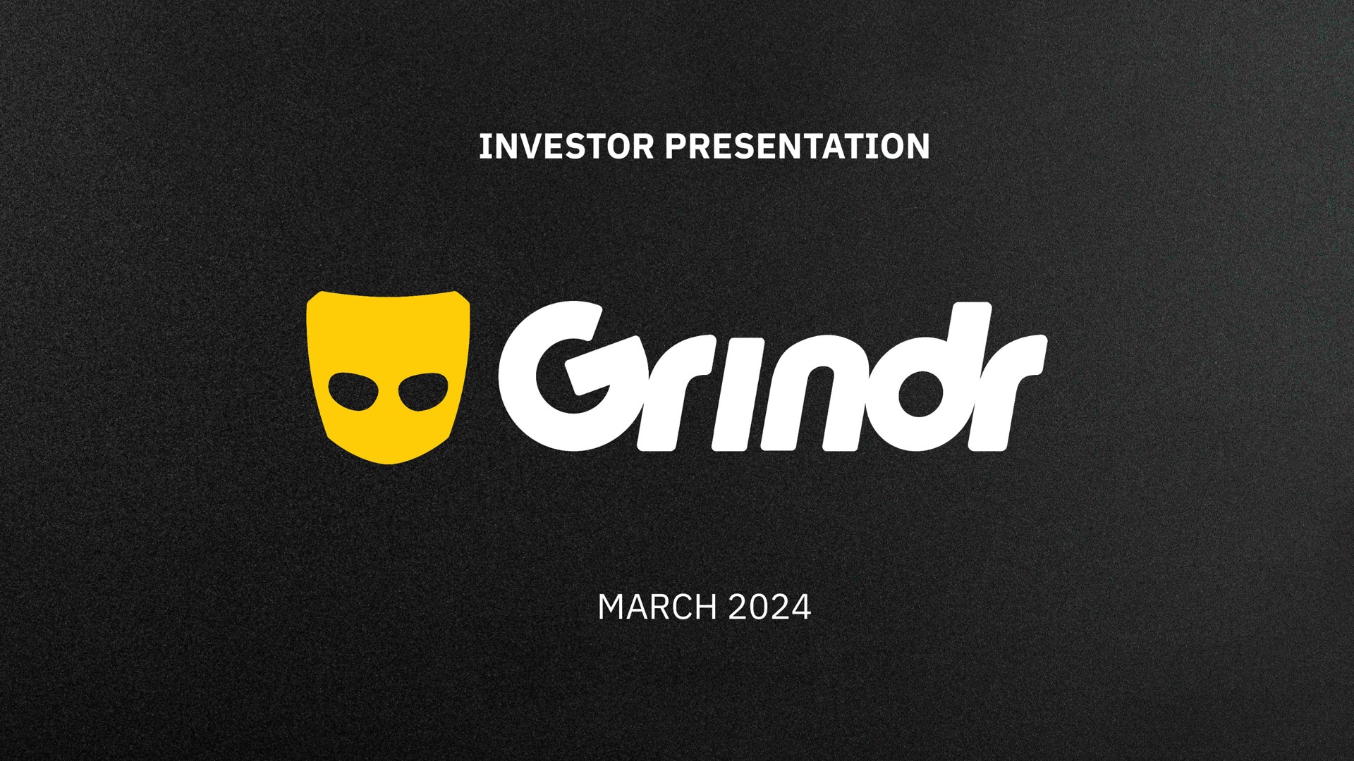 Grindr — cover slide investment banking deck slide