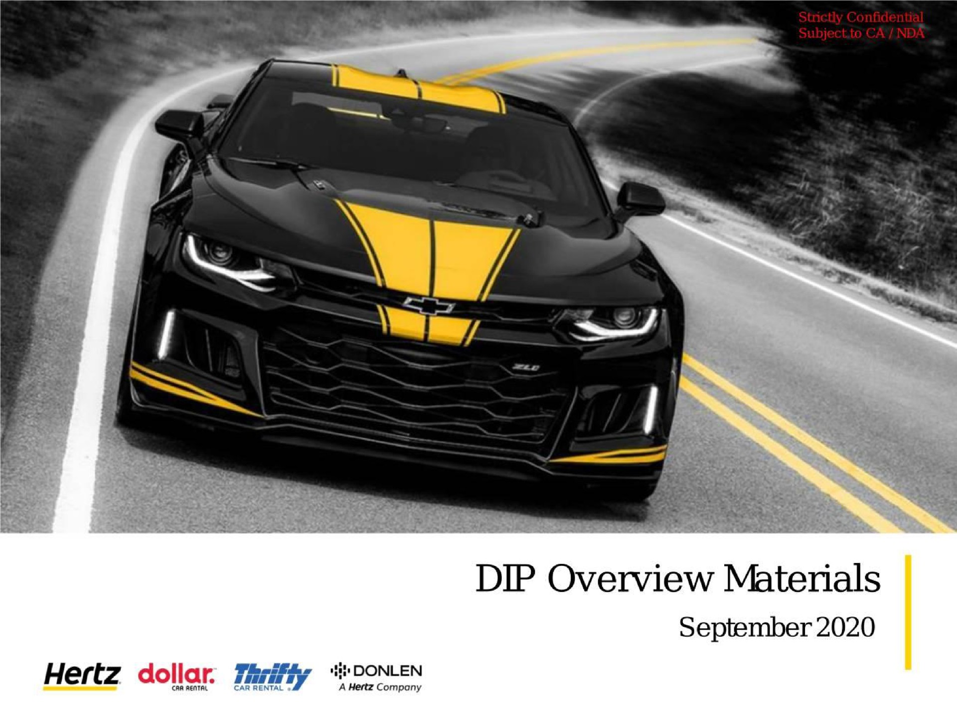 Hertz — DIP Overview Materials investment banking deck slide