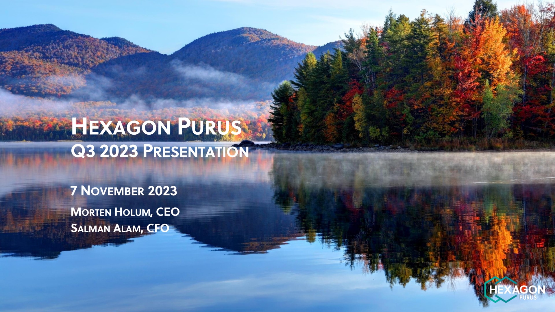 Hexagon Purus — Hexagon Purus Q3 2023 Presentation investment banking deck slide