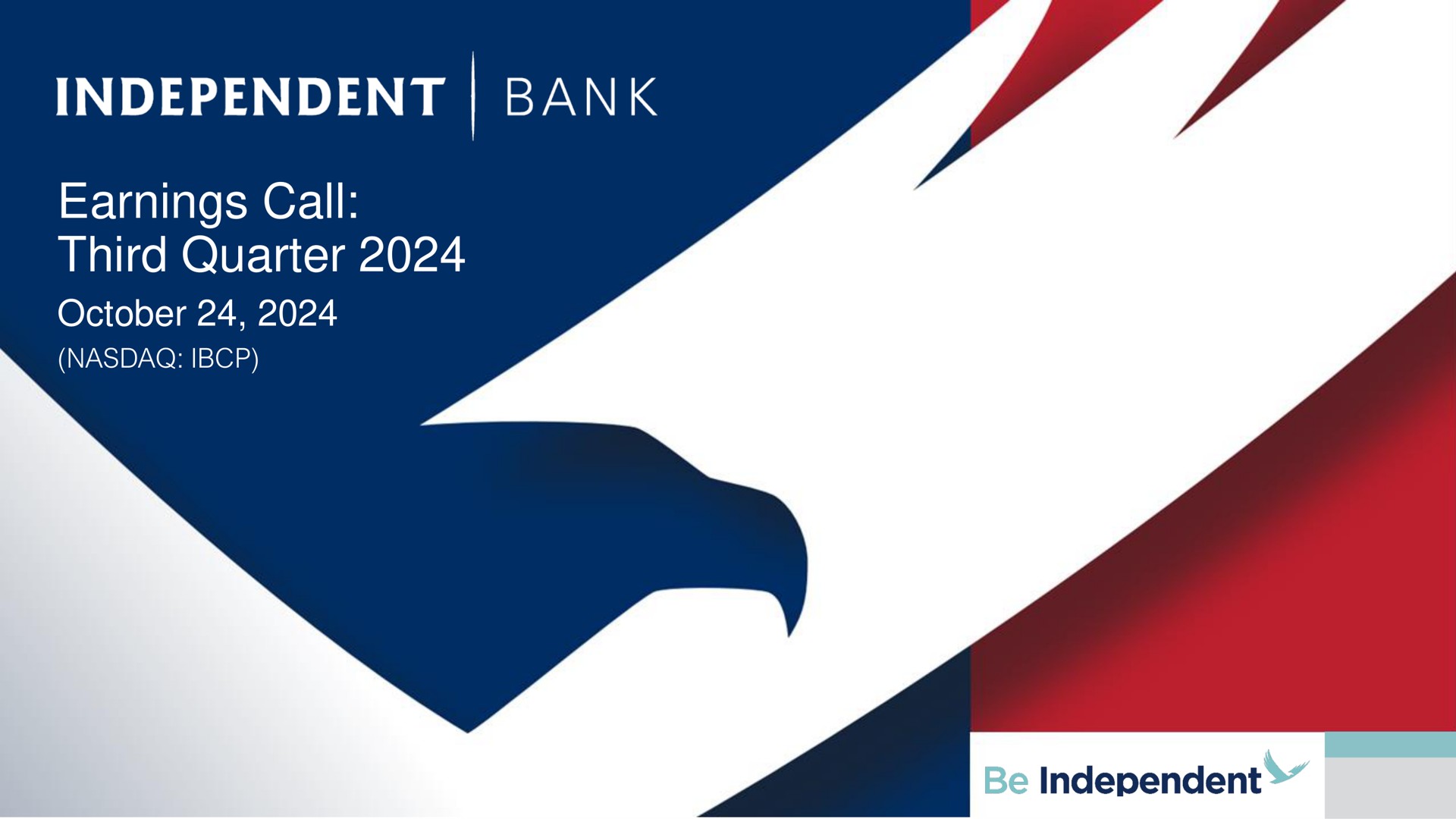Independent Bank Corp — Earnings Call: Third Quarter 2024 investment banking deck slide
