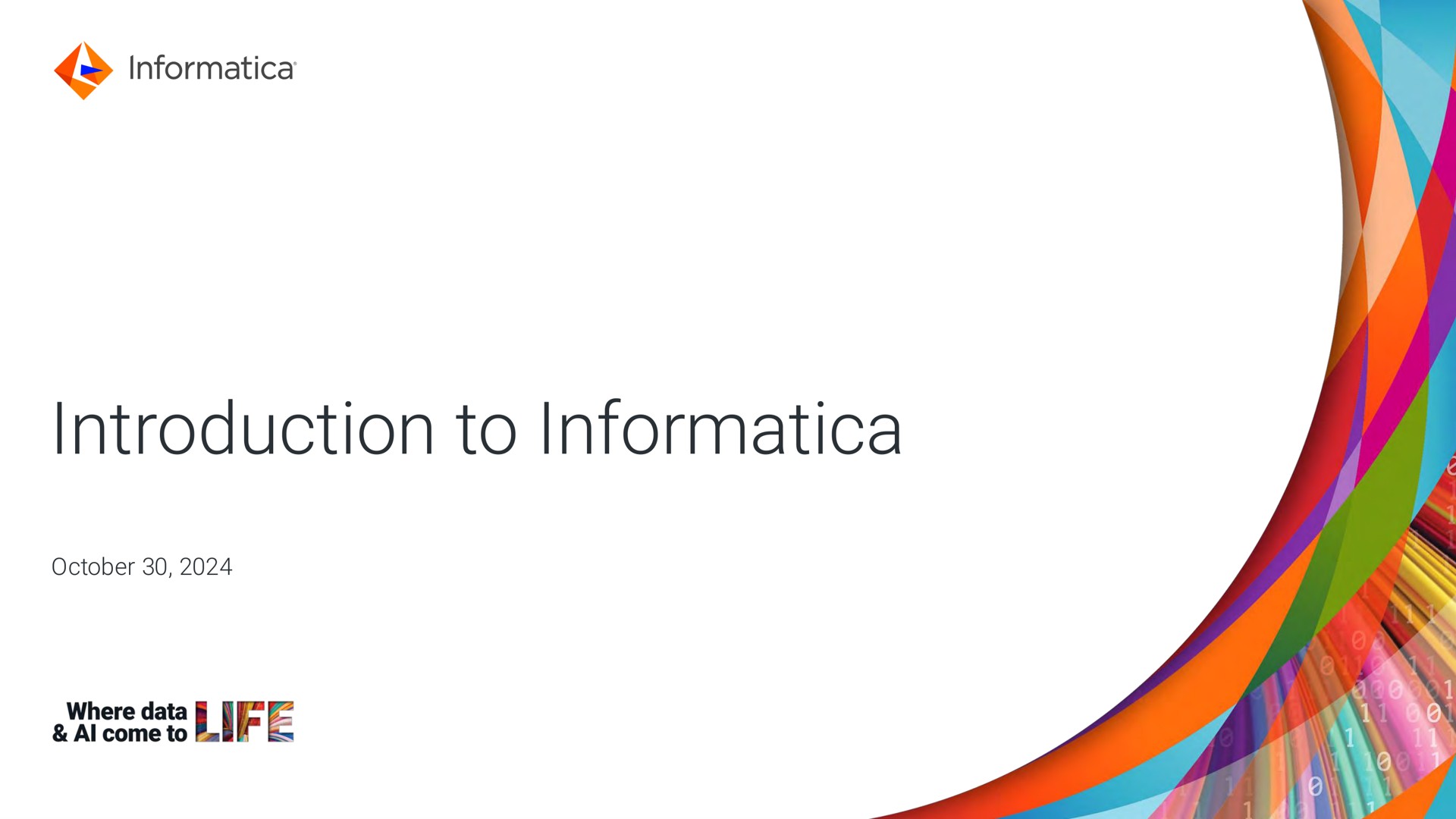 Informatica — Introduction to Informatica investment banking deck slide