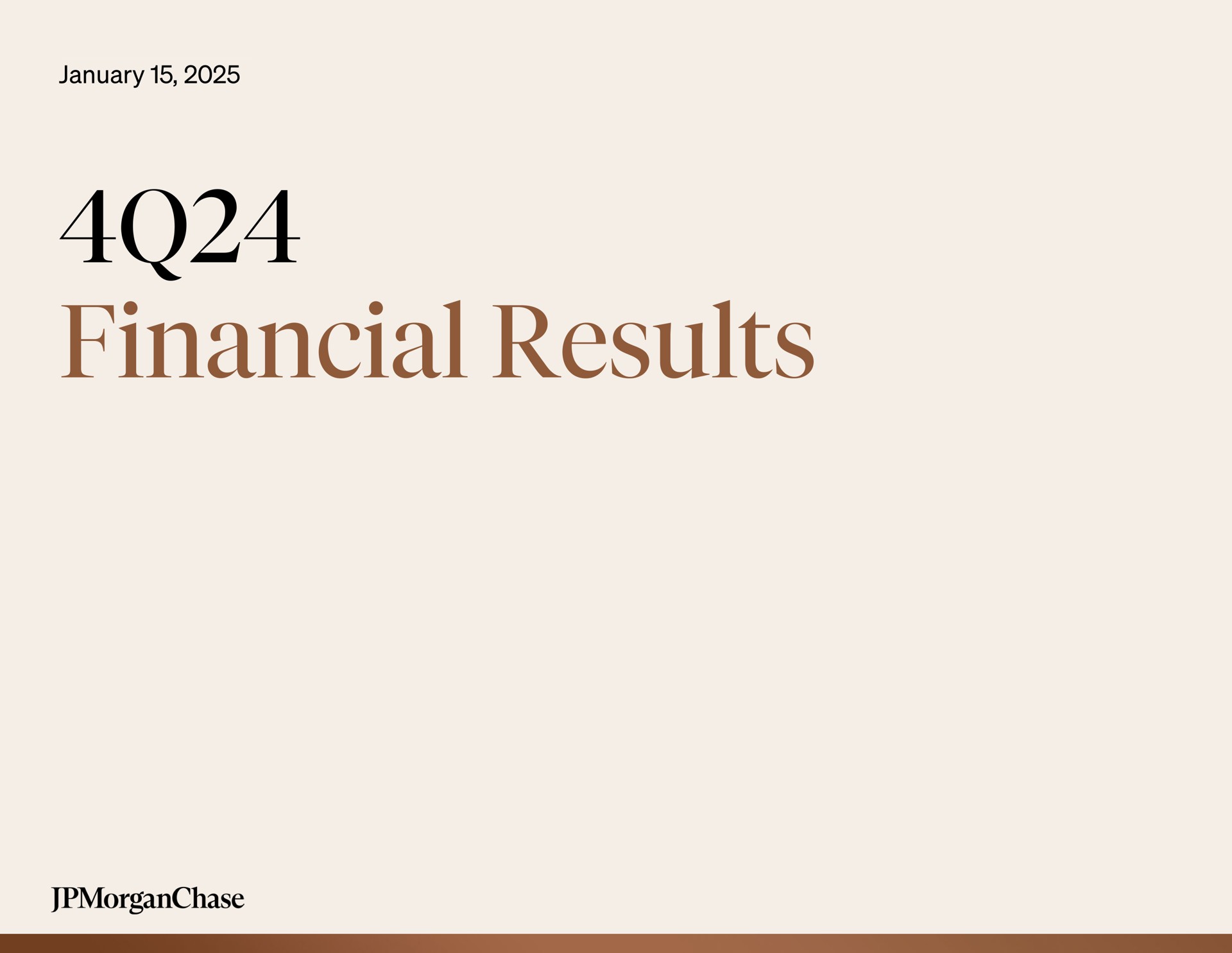 J P Morgan — 4Q24 Financial Results investment banking deck slide