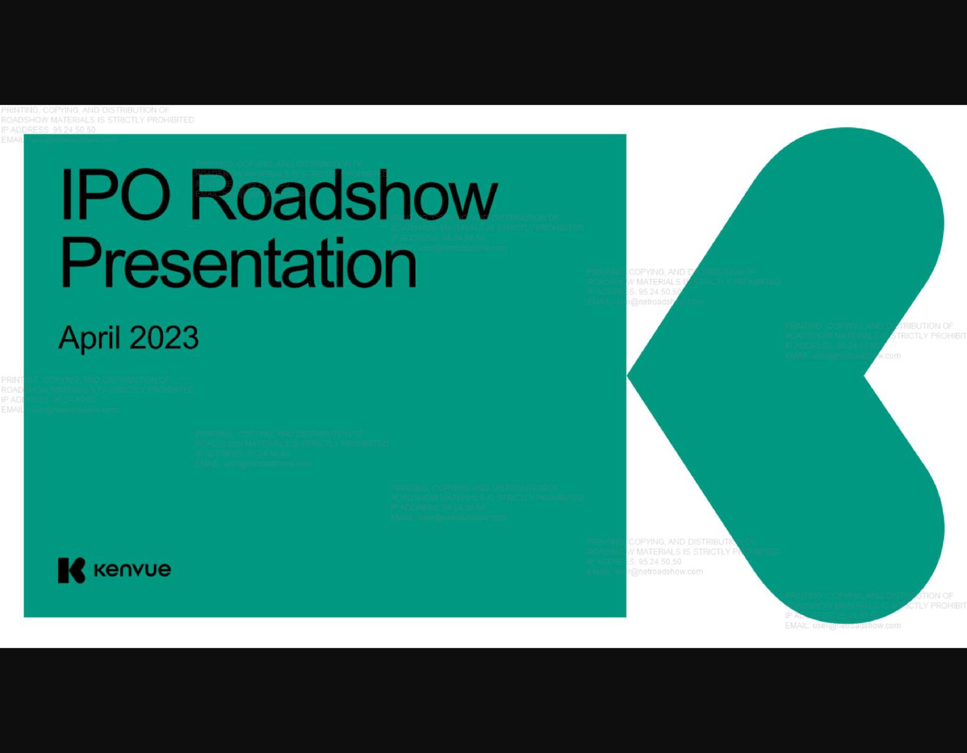Kenvue — IPO Roadshow Presentation investment banking deck slide