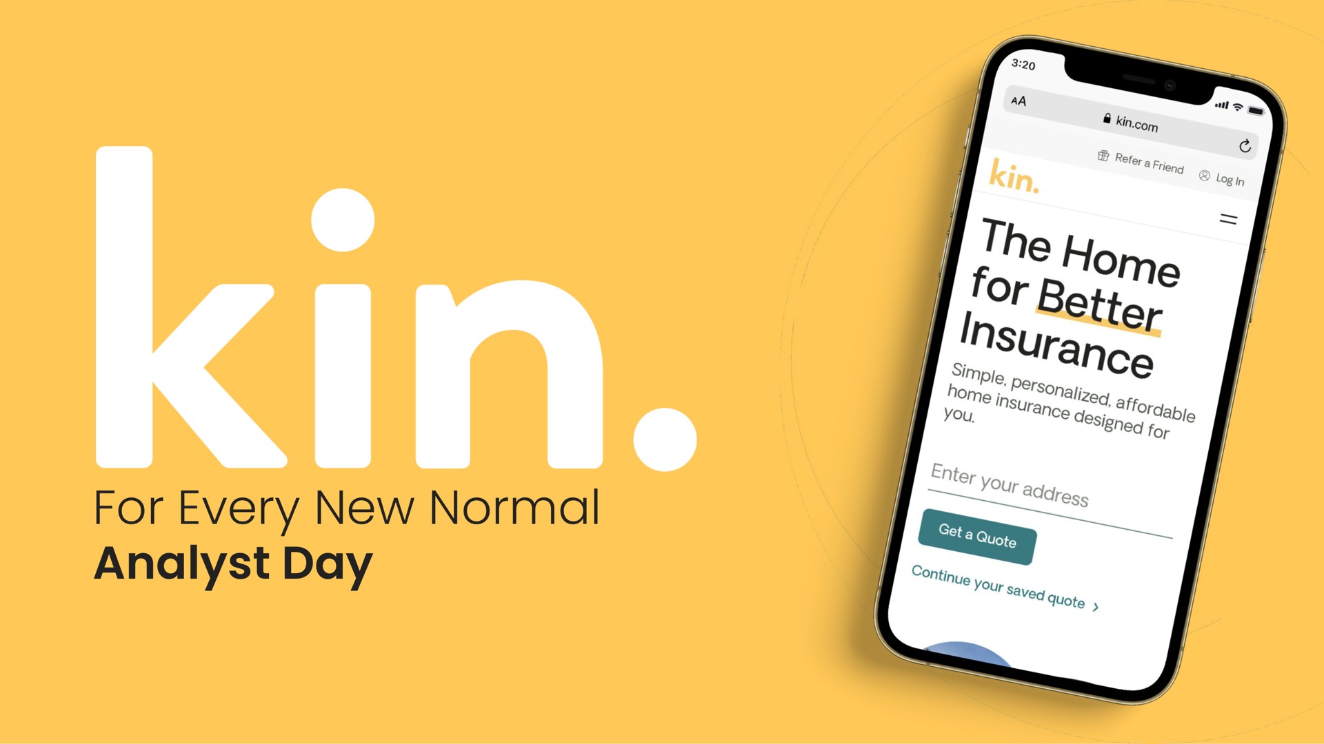 Kin — kin. For Every New Normal Analyst Day investment banking deck slide