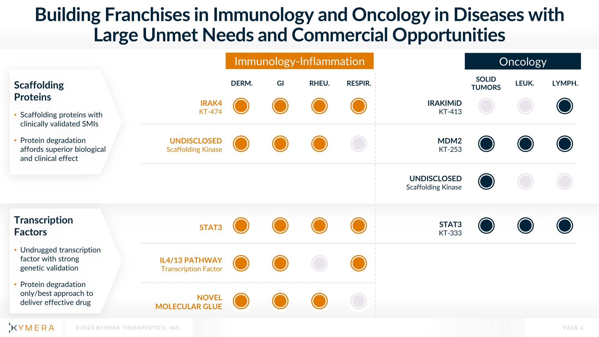 Table slide 6 from Kymera — Inventing New Medicines