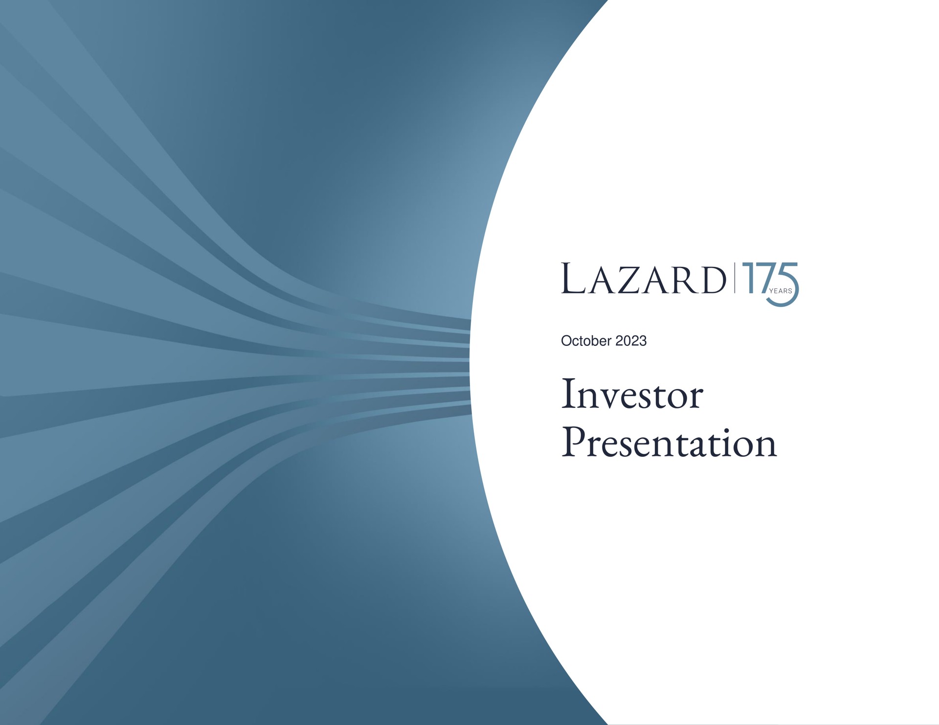 Lazard — cover slide investment banking deck slide