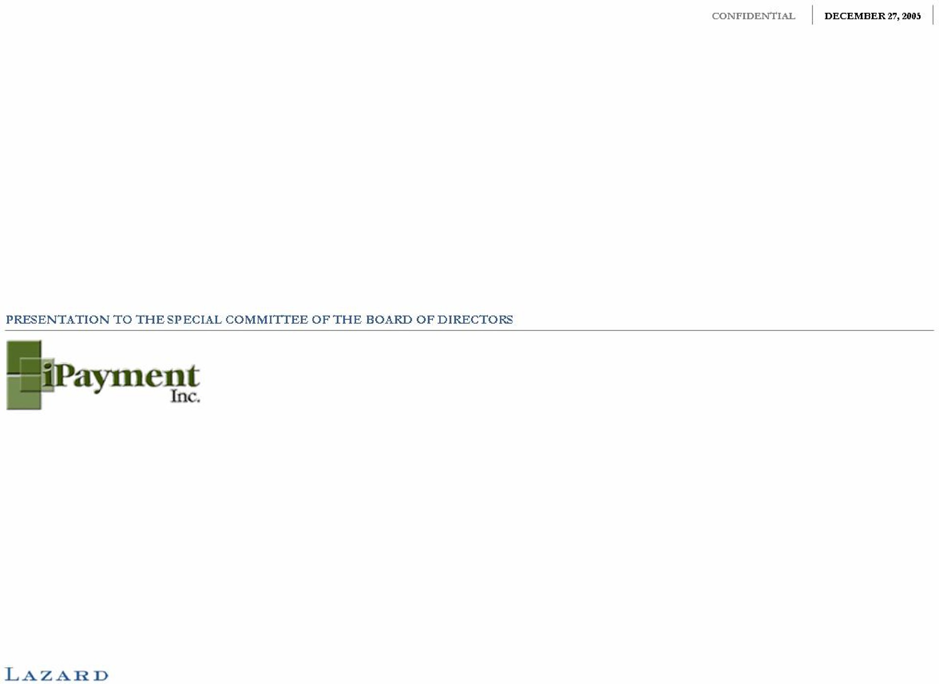 Lazard — Cover Slide investment banking deck slide