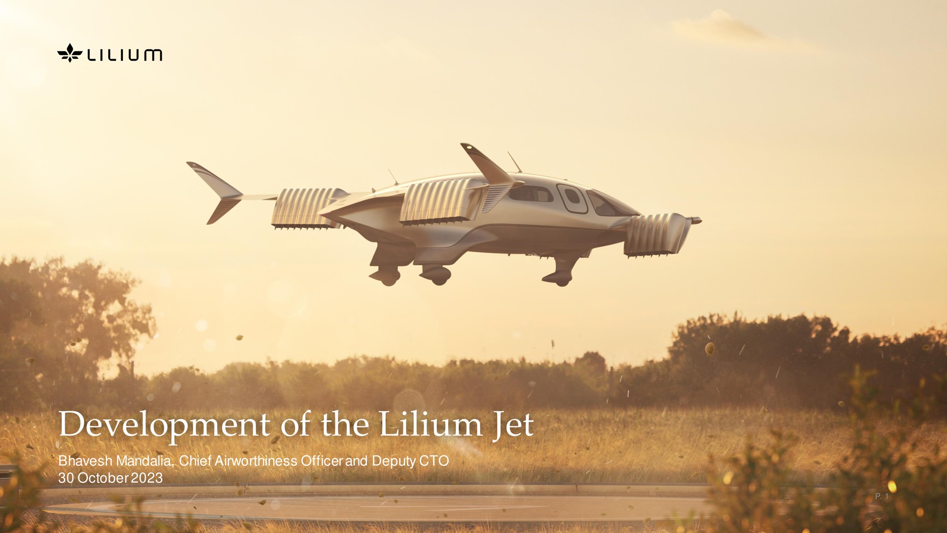 Lilium — Development of the Lilium Jet investment banking deck slide