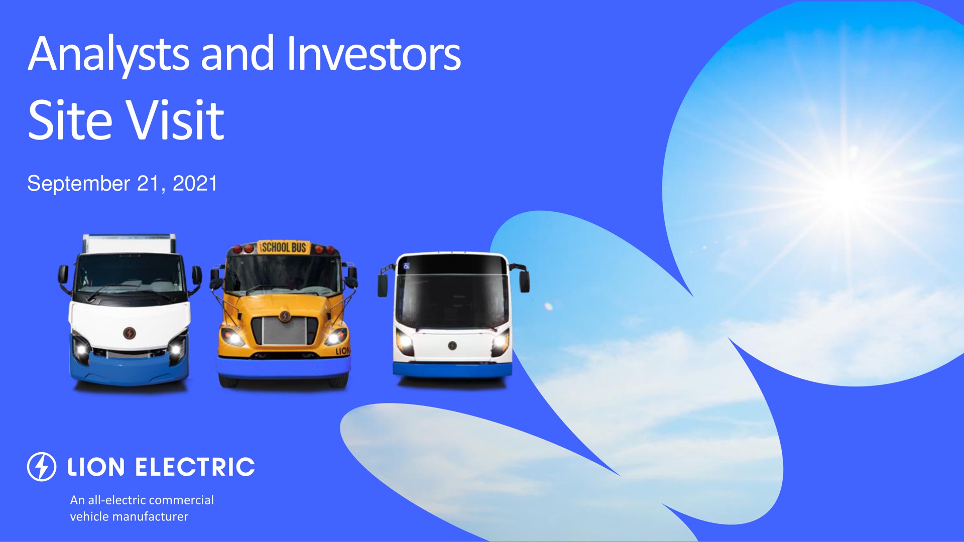 Lion Electric — Analysts and Investors Site Visit investment banking deck slide