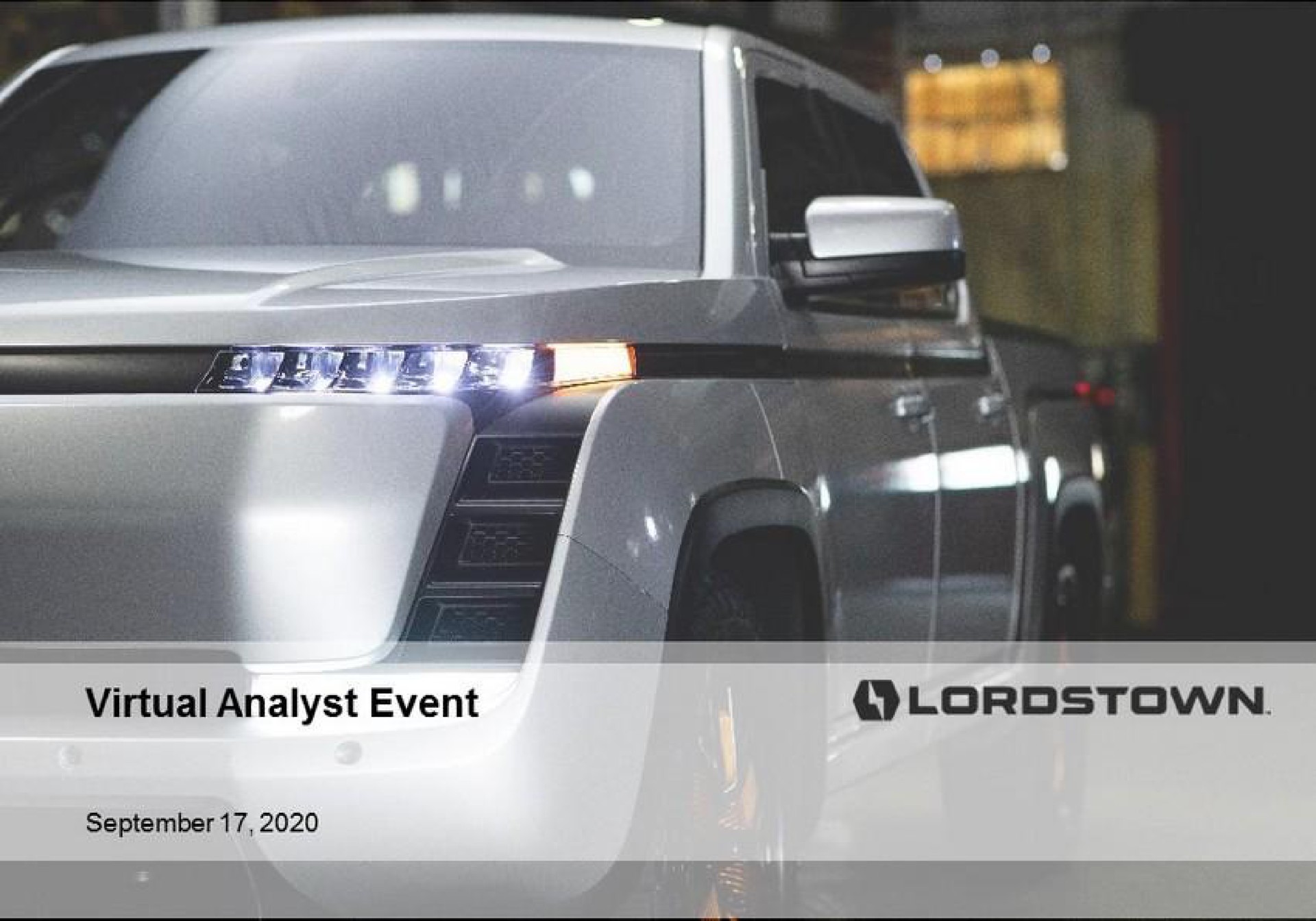 Lordstown Motors — Cover Slide investment banking deck slide