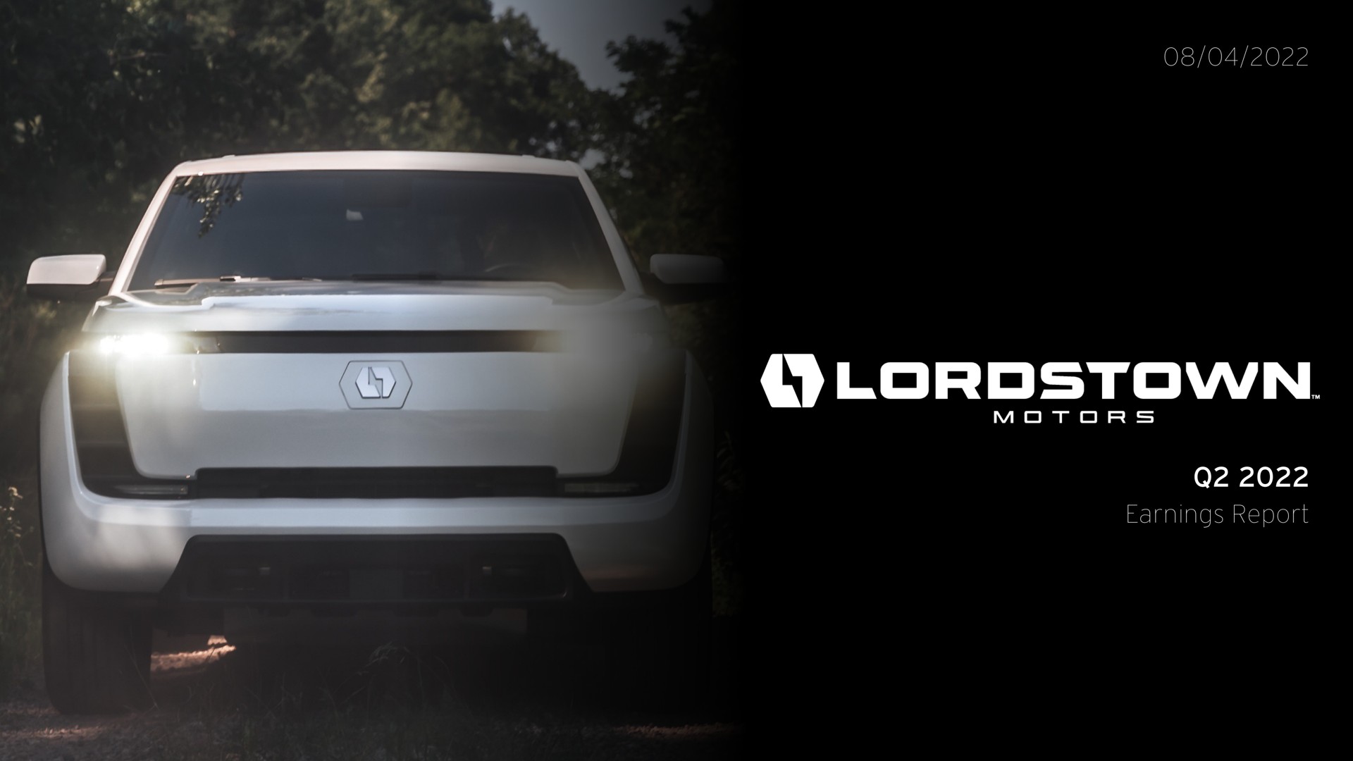 Lordstown Motors — Cover Slide investment banking deck slide