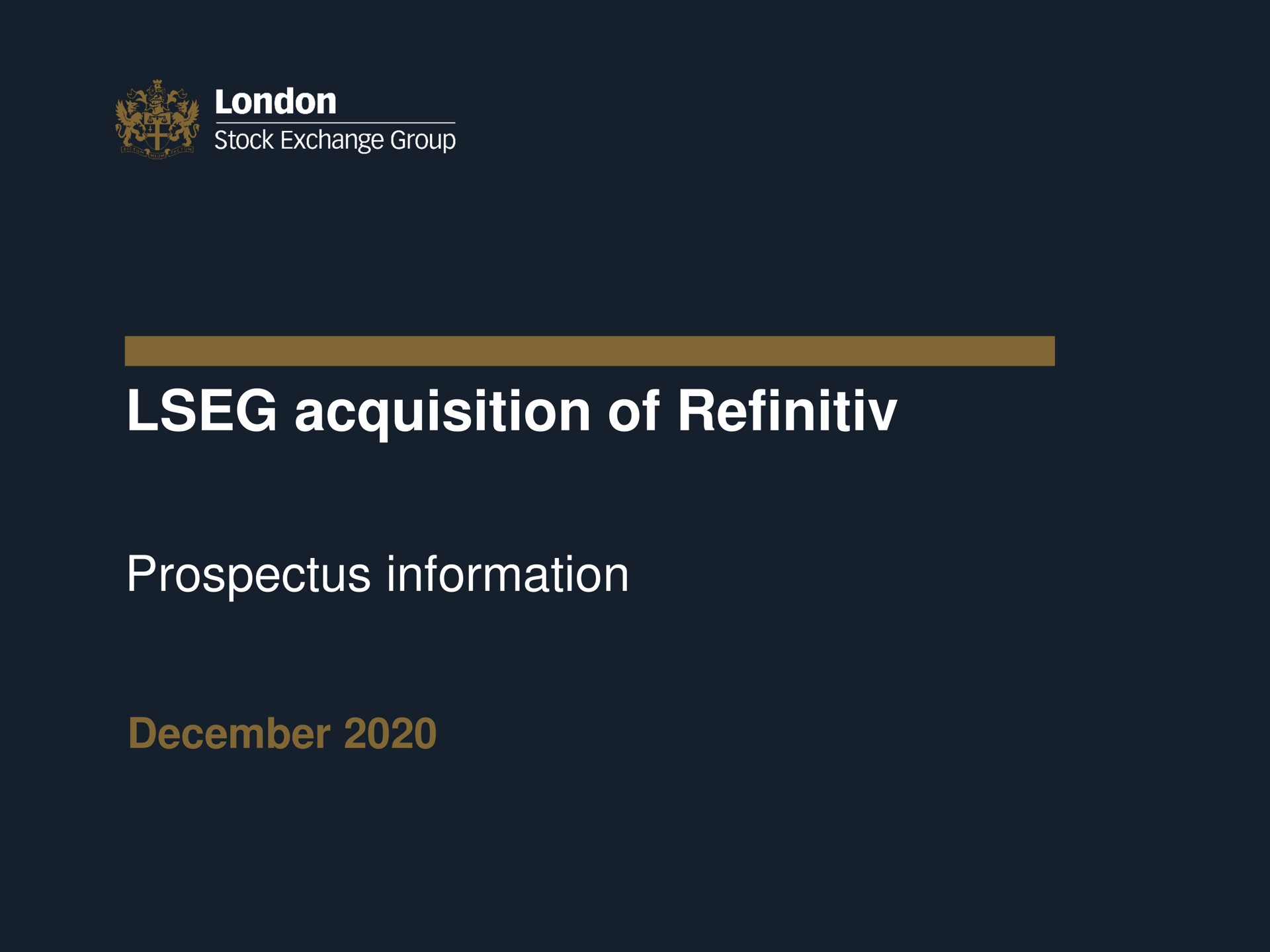 Lse — LSEG acquisition of Refinitiv investment banking deck slide