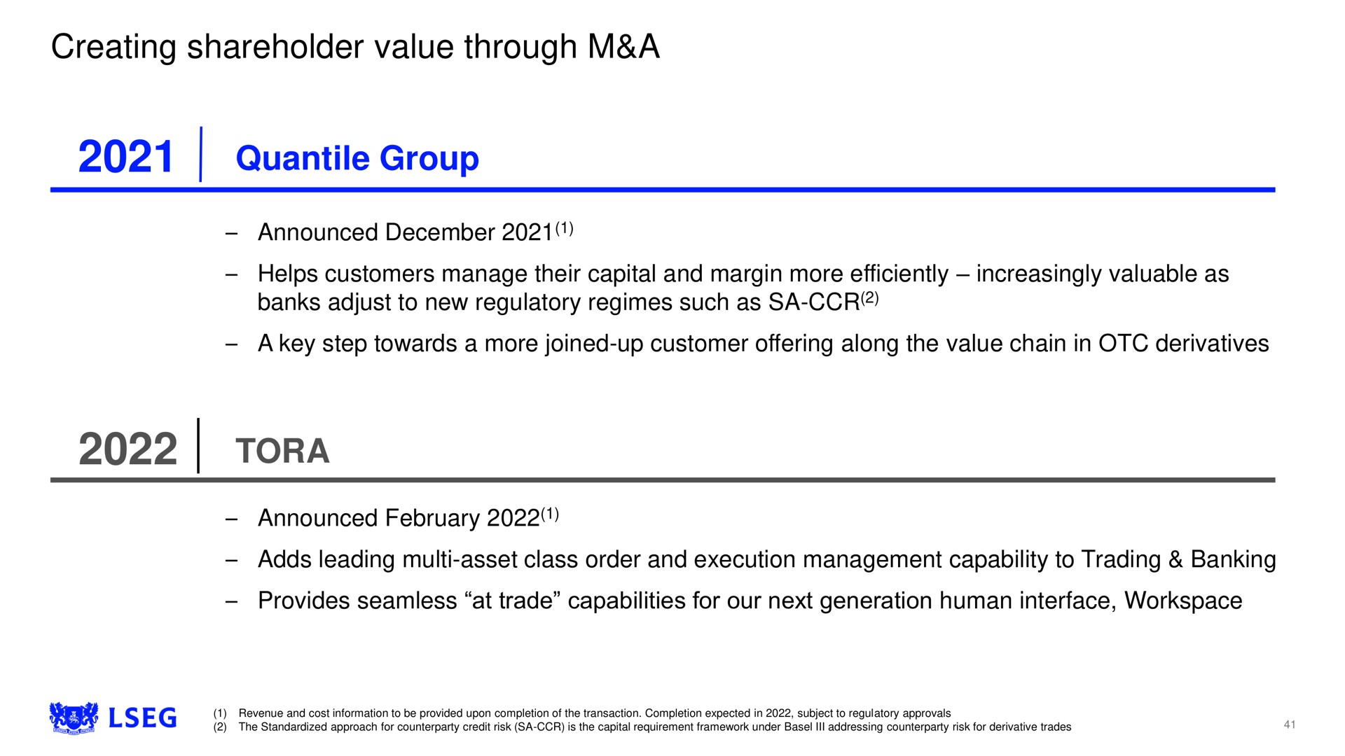 Timeline slide 41 from Lse — Clear Strategy... Strong Delivery