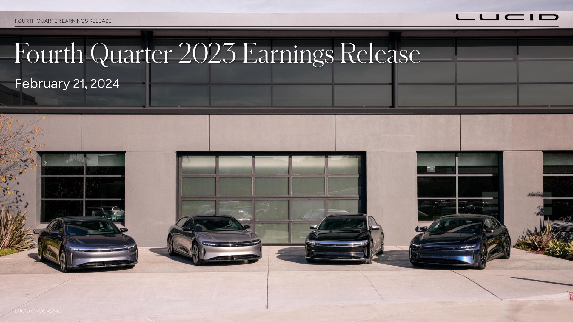 Lucid Motors — Fourth Quarter 2023 Earnings Release investment banking deck slide