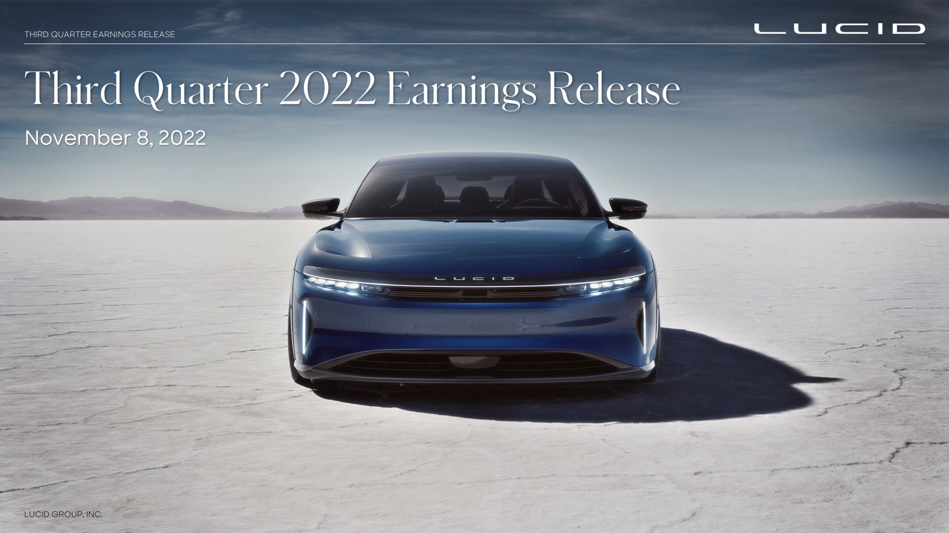 Lucid Motors — Third Quarter 2022 Earnings Release investment banking deck slide