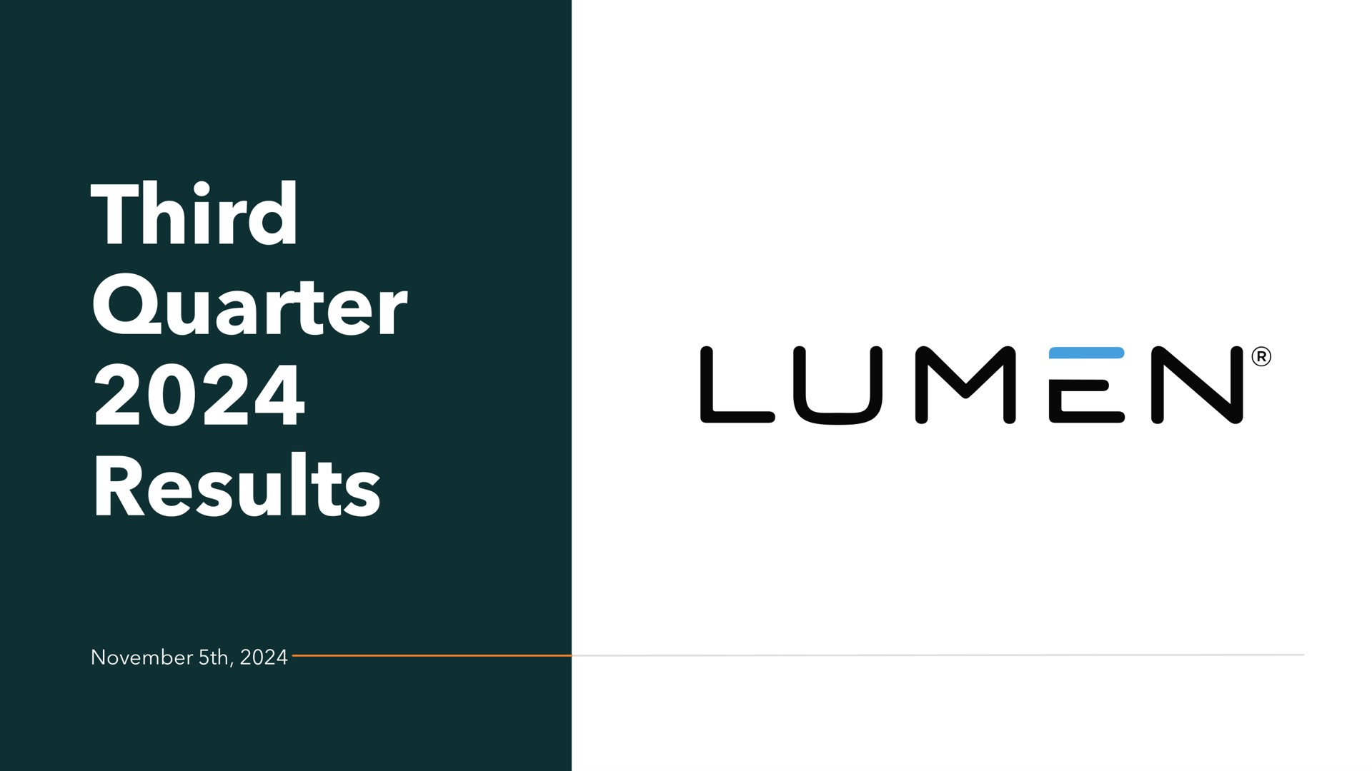 Lumen — Third Quarter 2024 Results investment banking deck slide