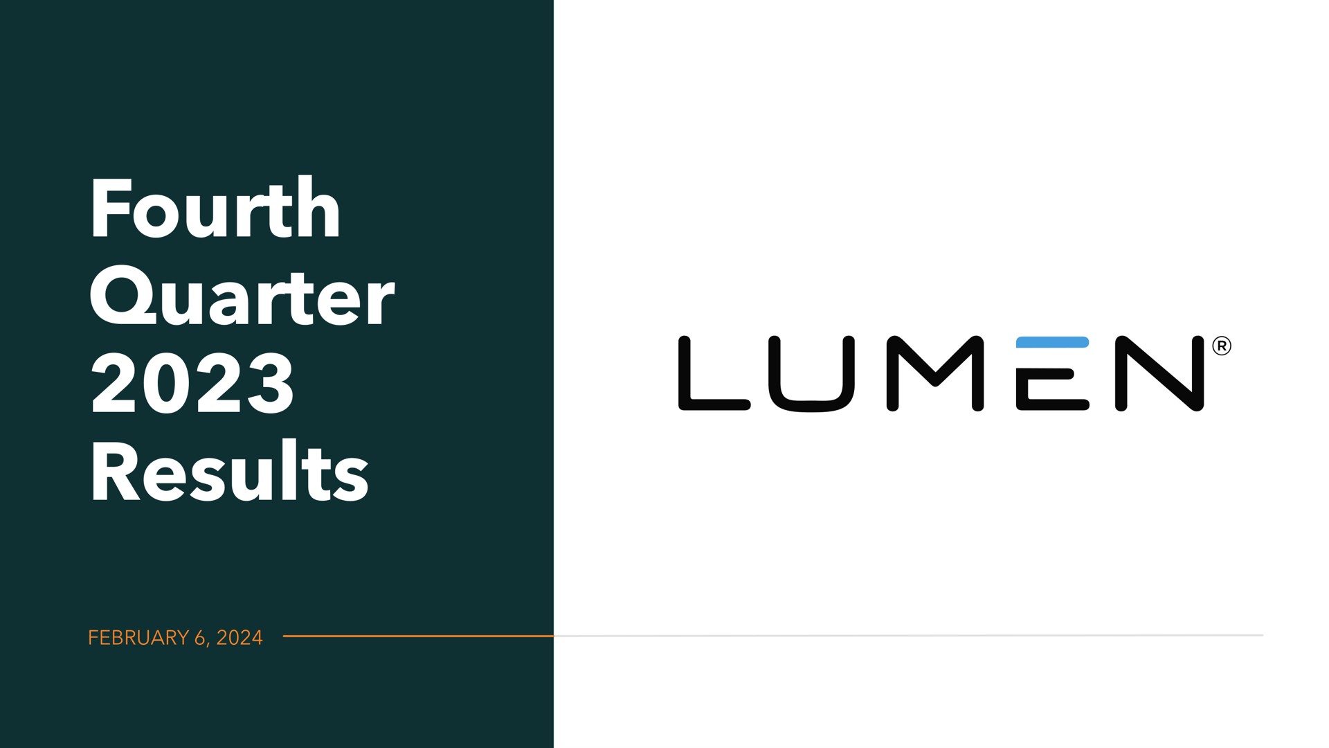 Lumen — Fourth Quarter 2023 Results investment banking deck slide