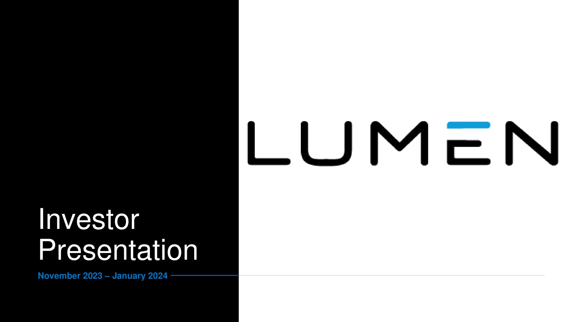Lumen — Cover Slide investment banking deck slide