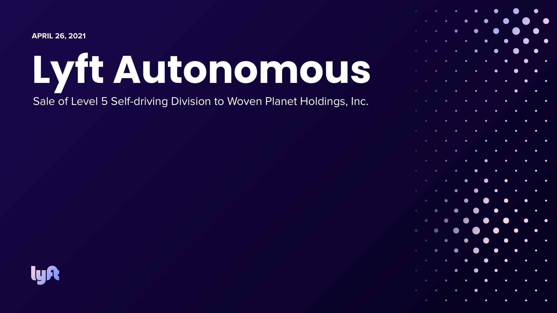 Lyft — Lyft Autonomous investment banking deck slide