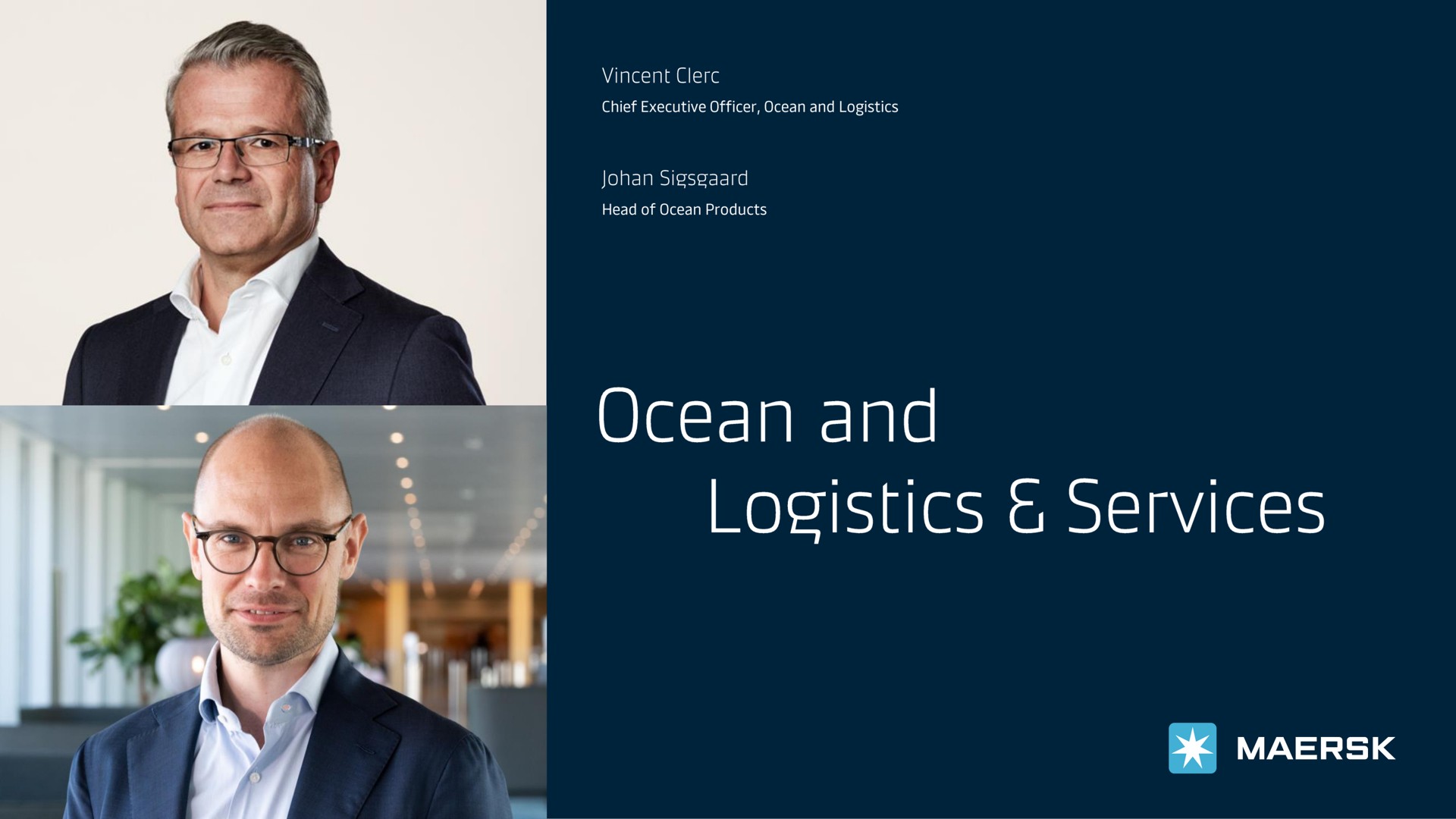 Maersk — Ocean and Logistics & Services investment banking deck slide