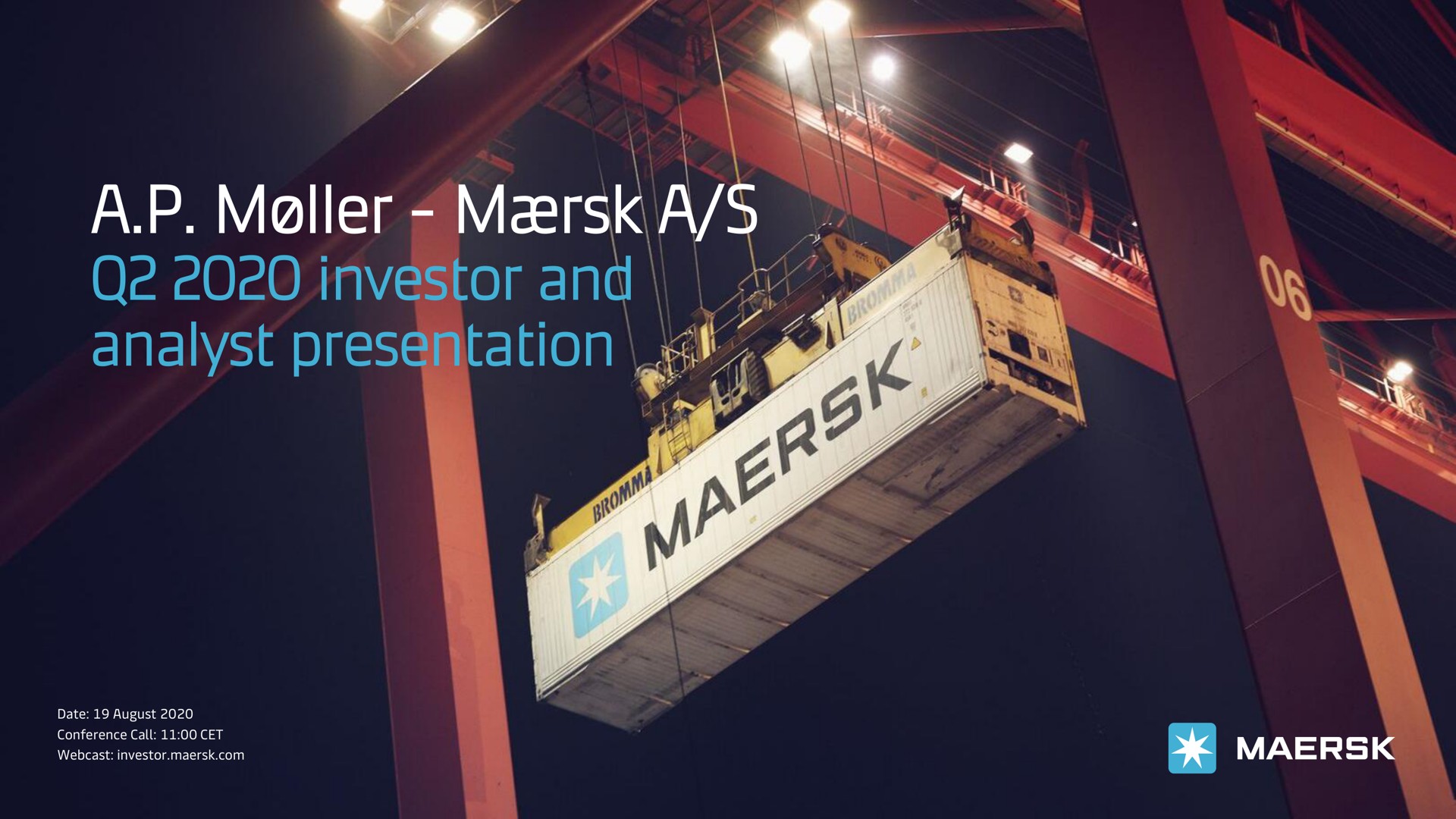 Maersk — A.P. Møller - Mærsk A/S Q2 2020 investor and analyst presentation investment banking deck slide
