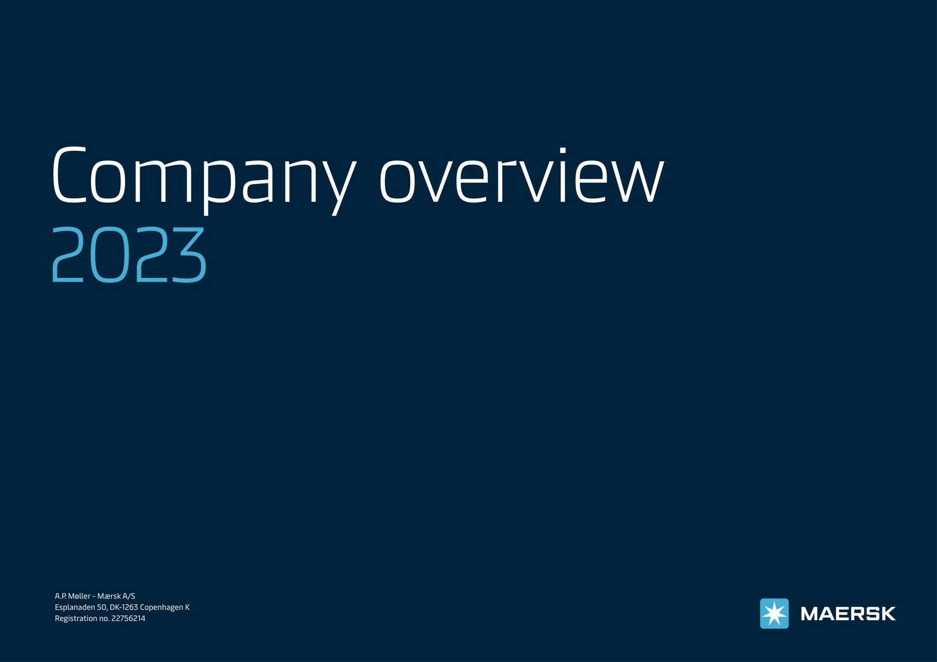Maersk — Company overview 2023 investment banking deck slide