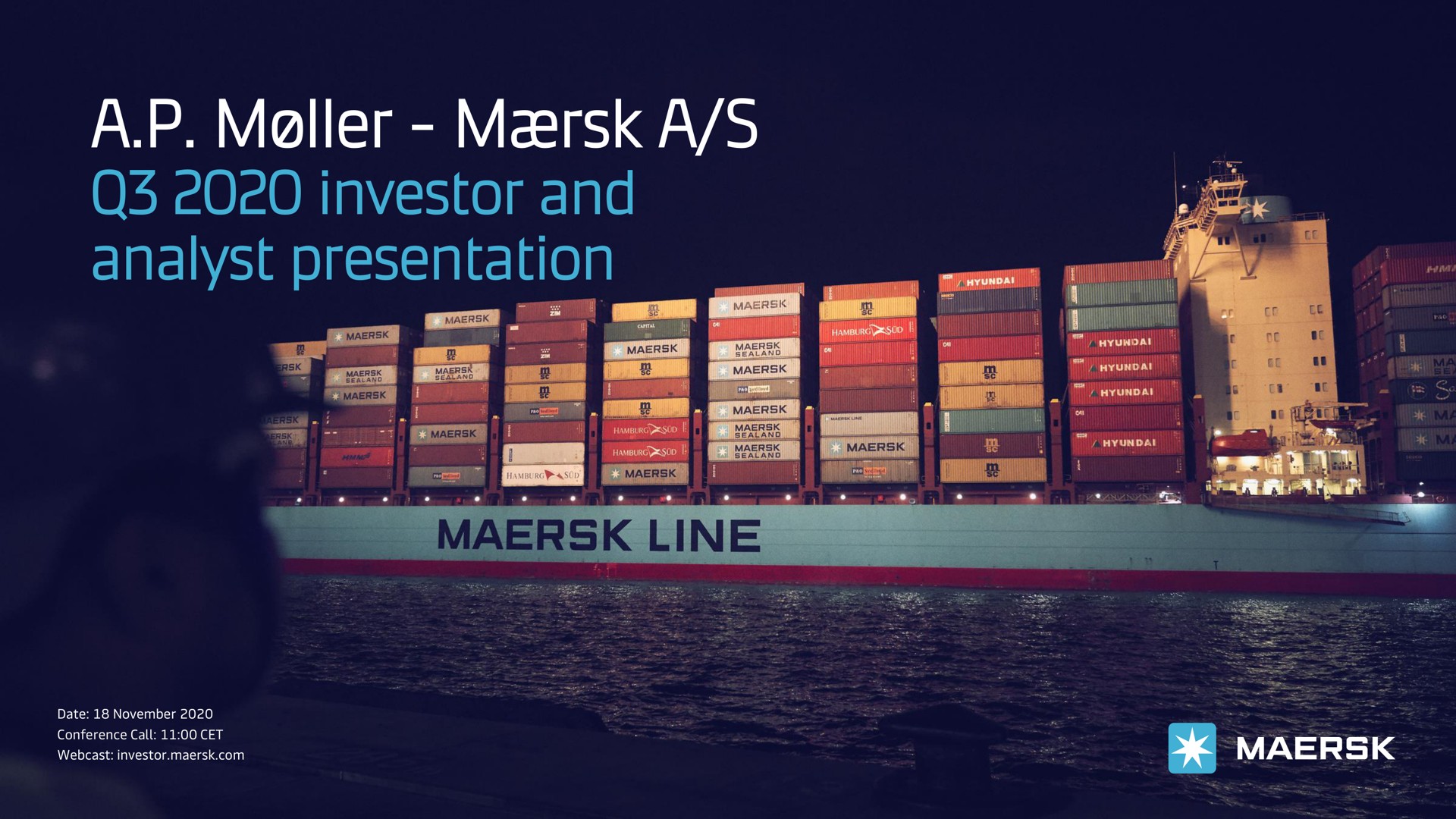 Maersk — A.P. Møller - Mærsk A/S Q3 2020 investor and analyst presentation investment banking deck slide