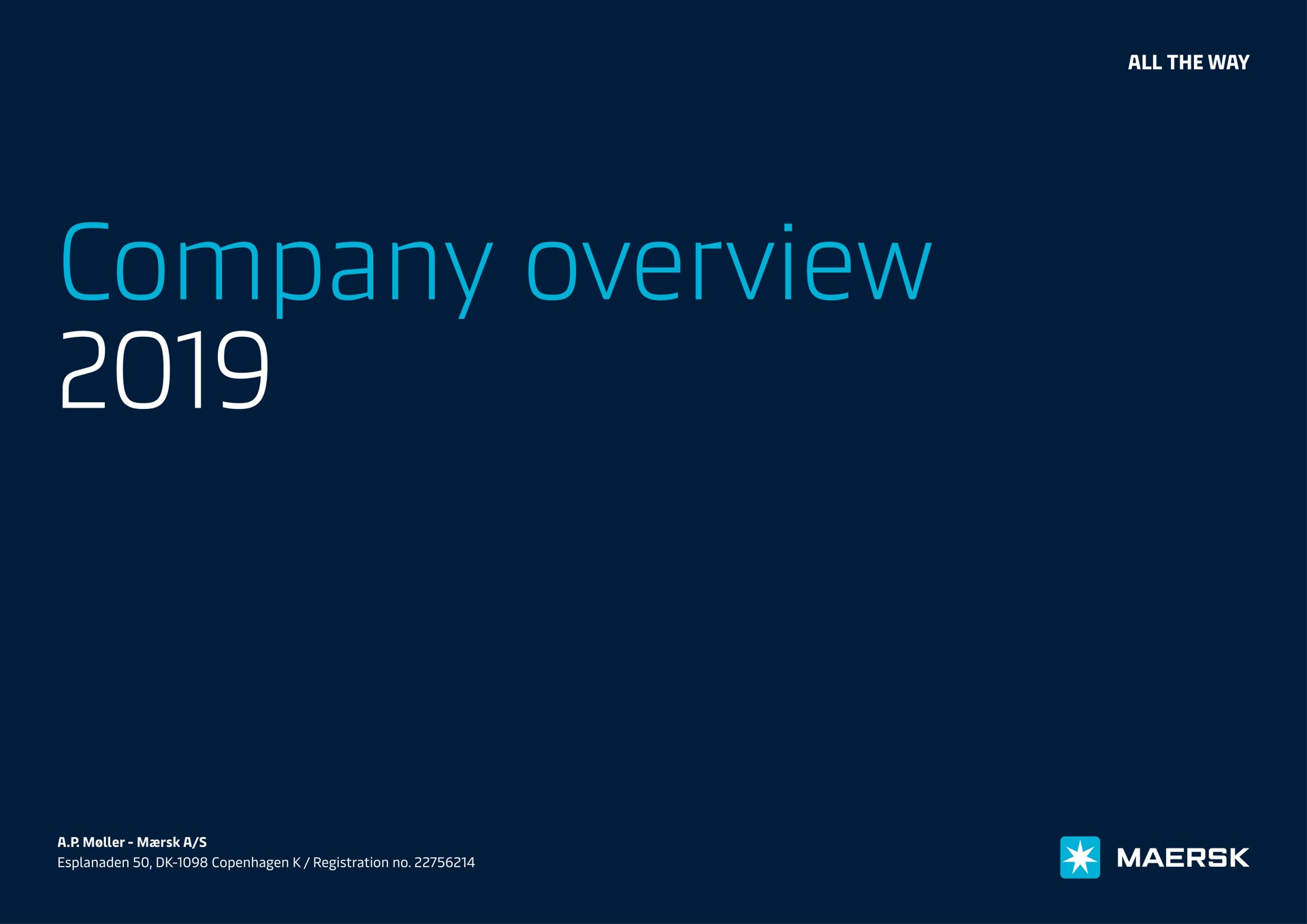 Maersk — Company overview 2019 investment banking deck slide