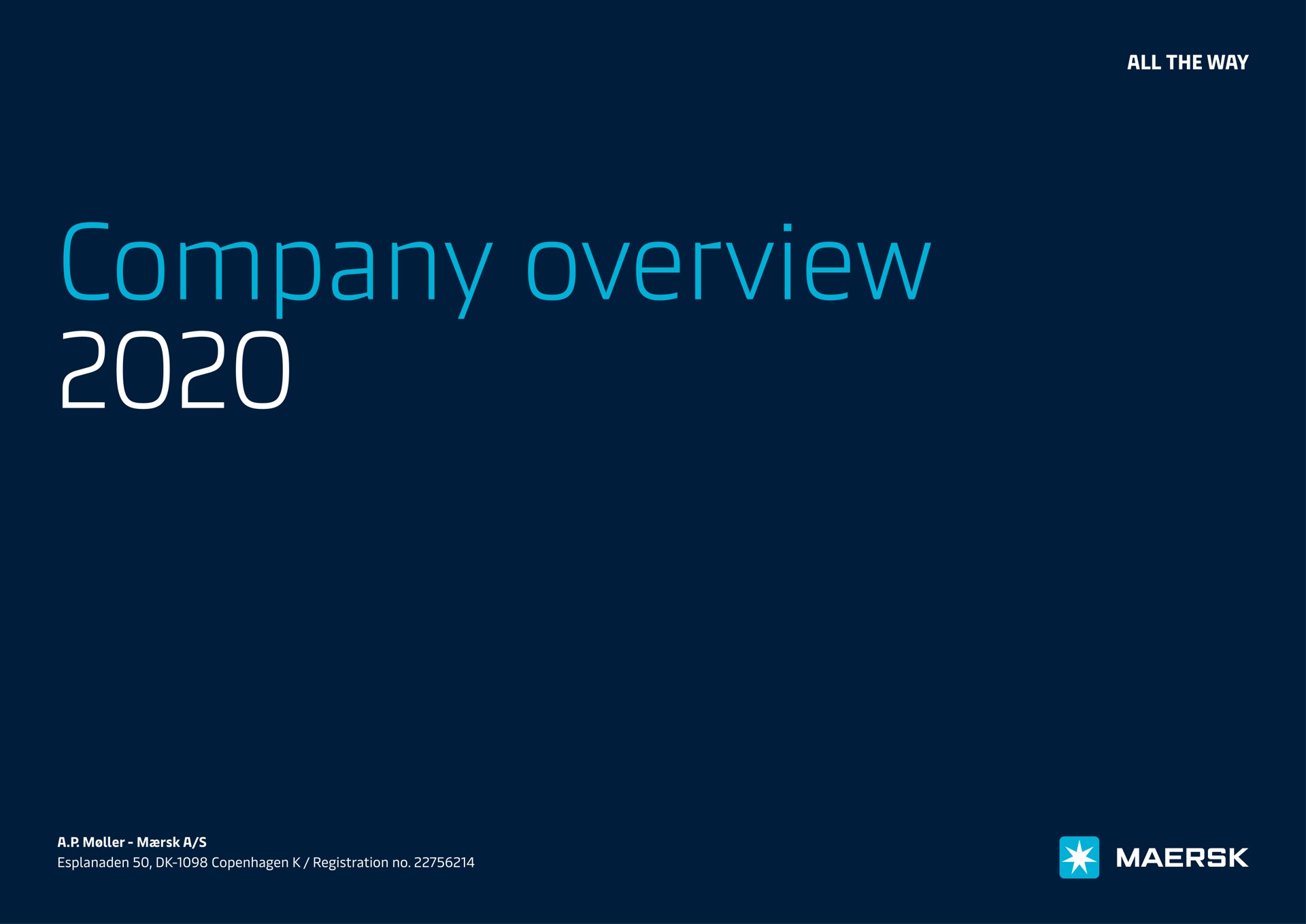Maersk — Company overview 2020 investment banking deck slide