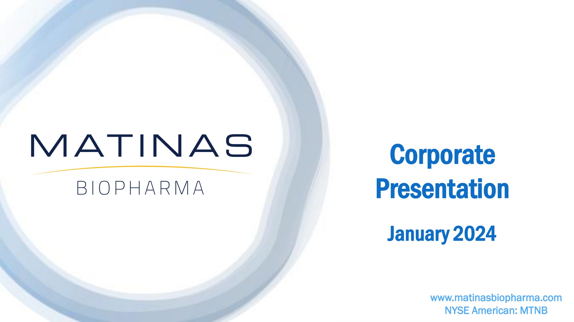 Matinas Biopharma — cover slide investment banking deck slide