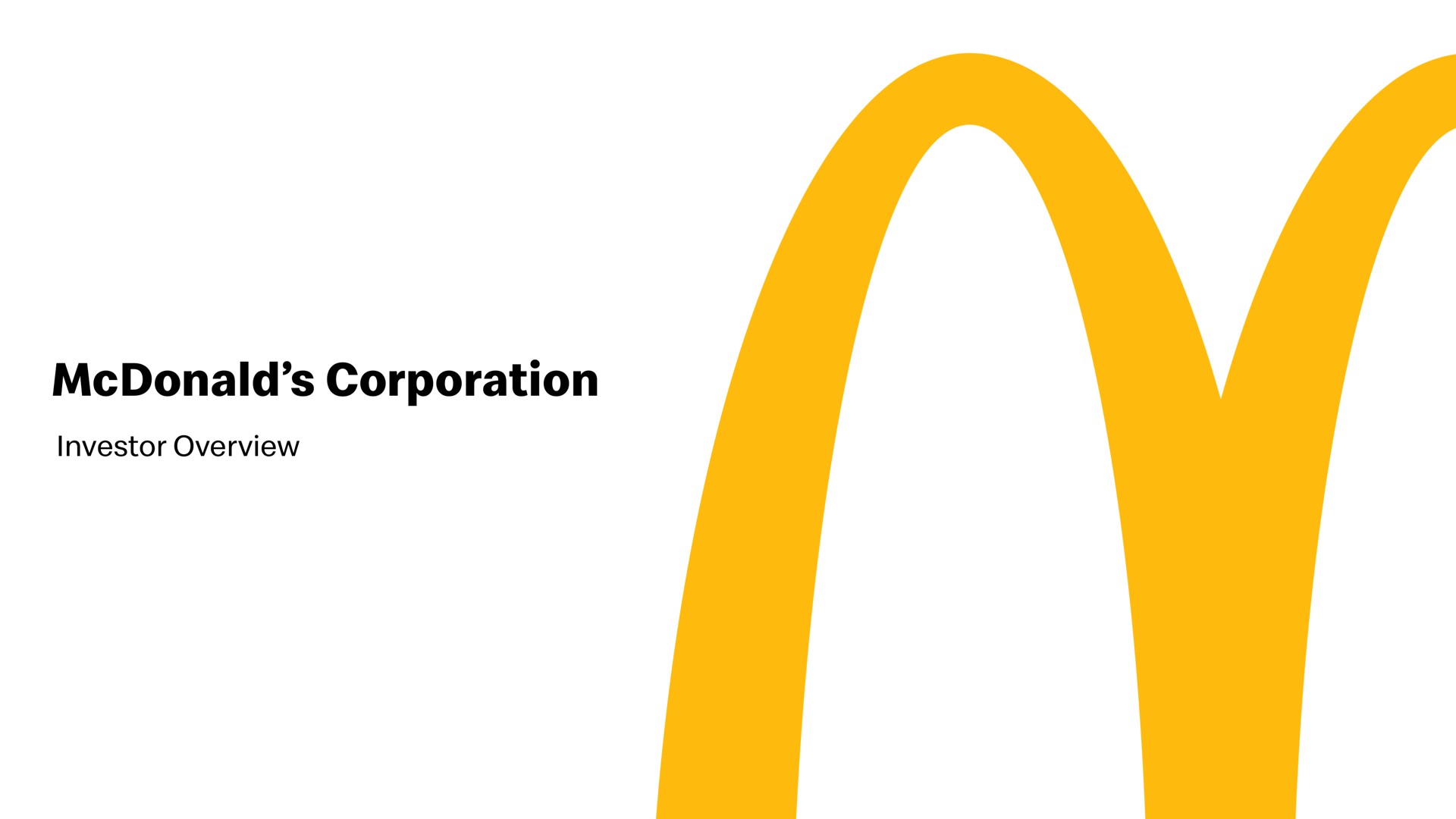Mcdonalds — McDonald’s Corporation investment banking deck slide