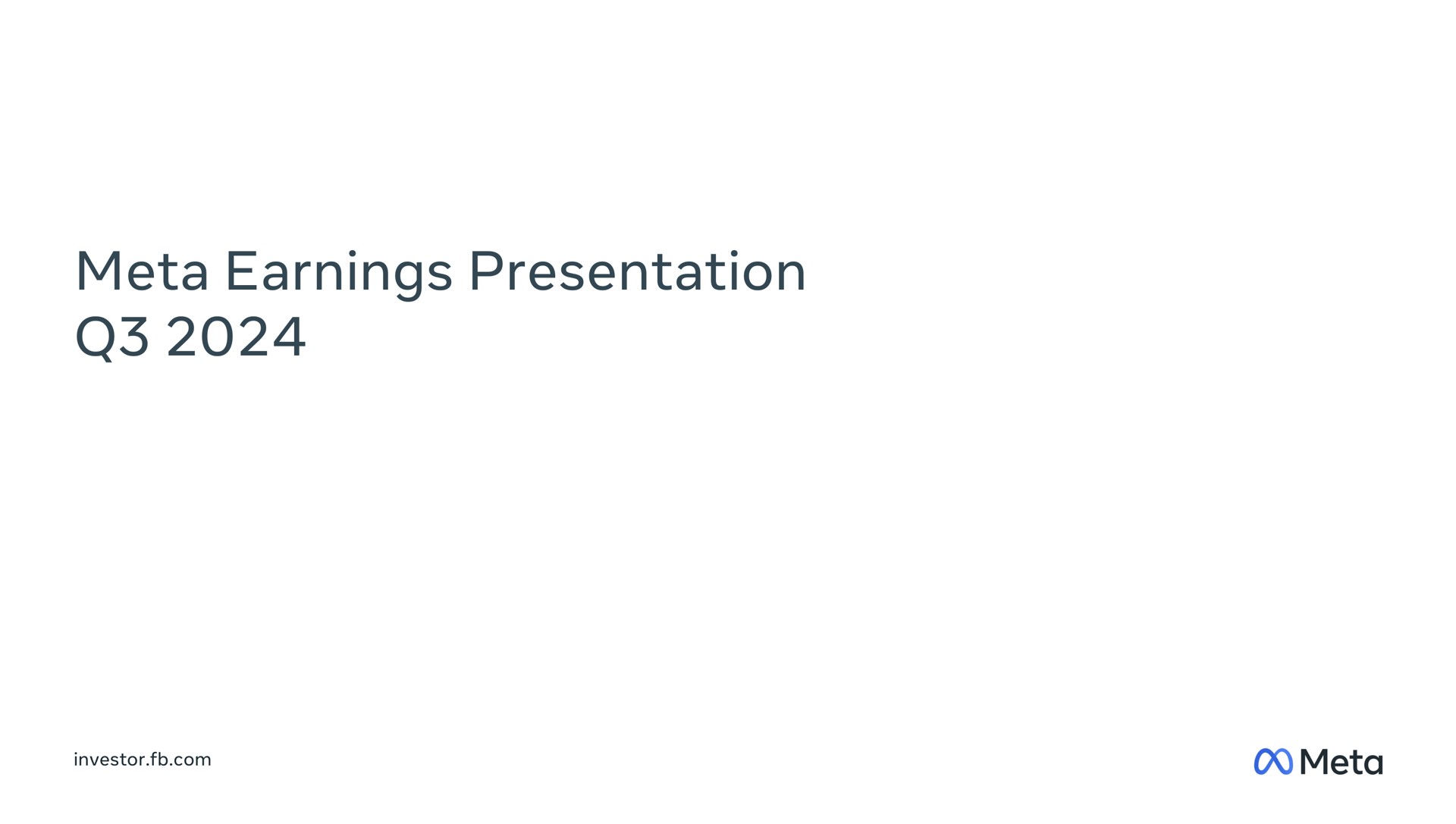 Meta — Meta Earnings Presentation Q3 2024 investment banking deck slide