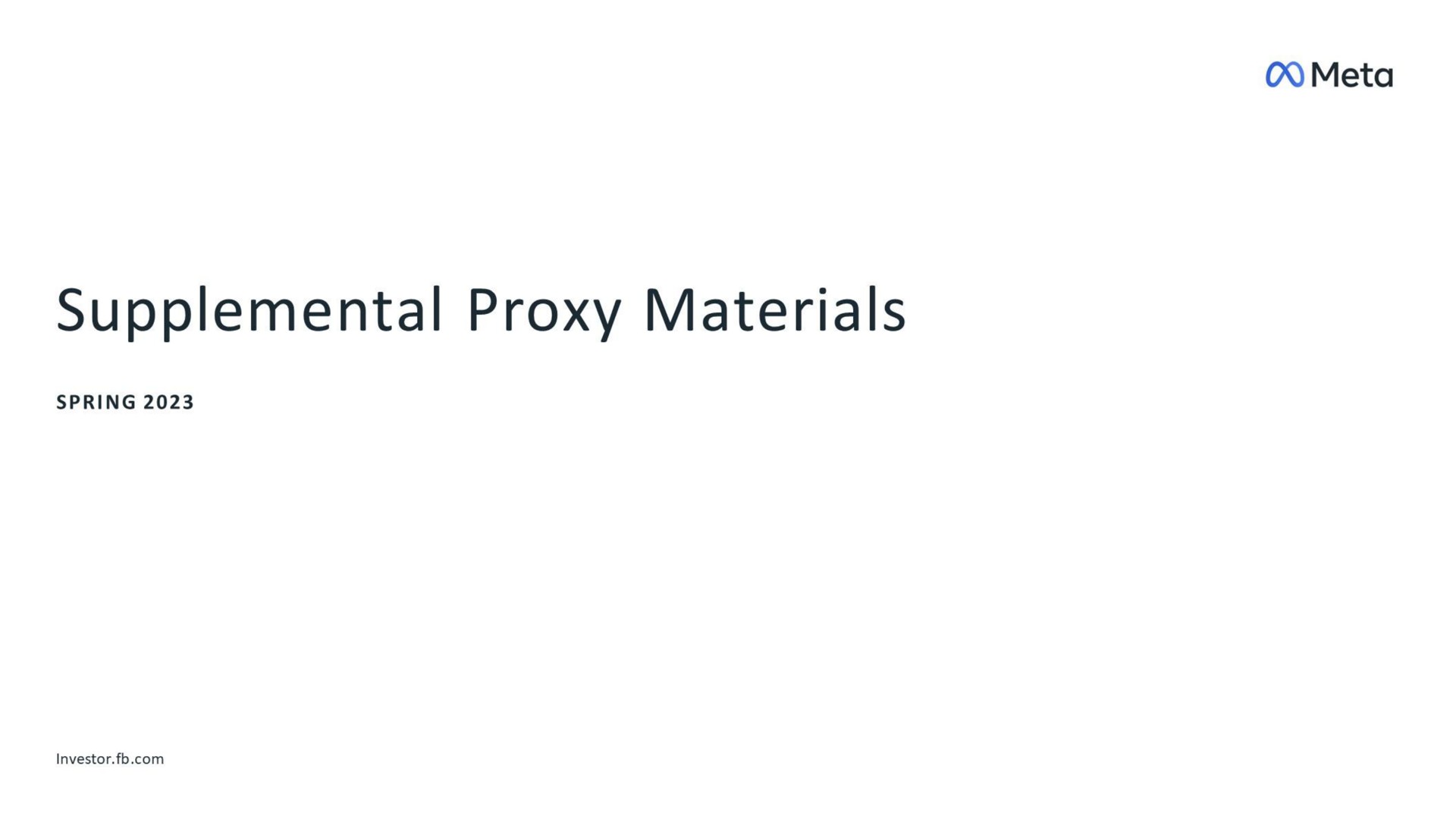 Meta — Supplemental Proxy Materials investment banking deck slide