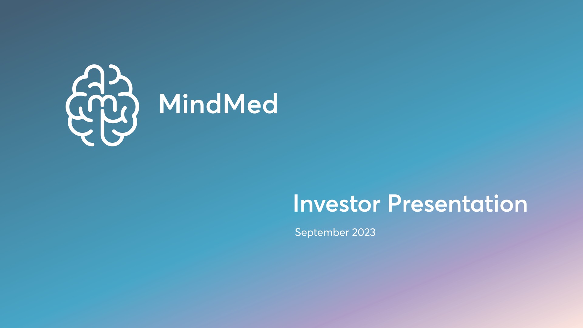 Mindmed — Title Slide investment banking deck slide