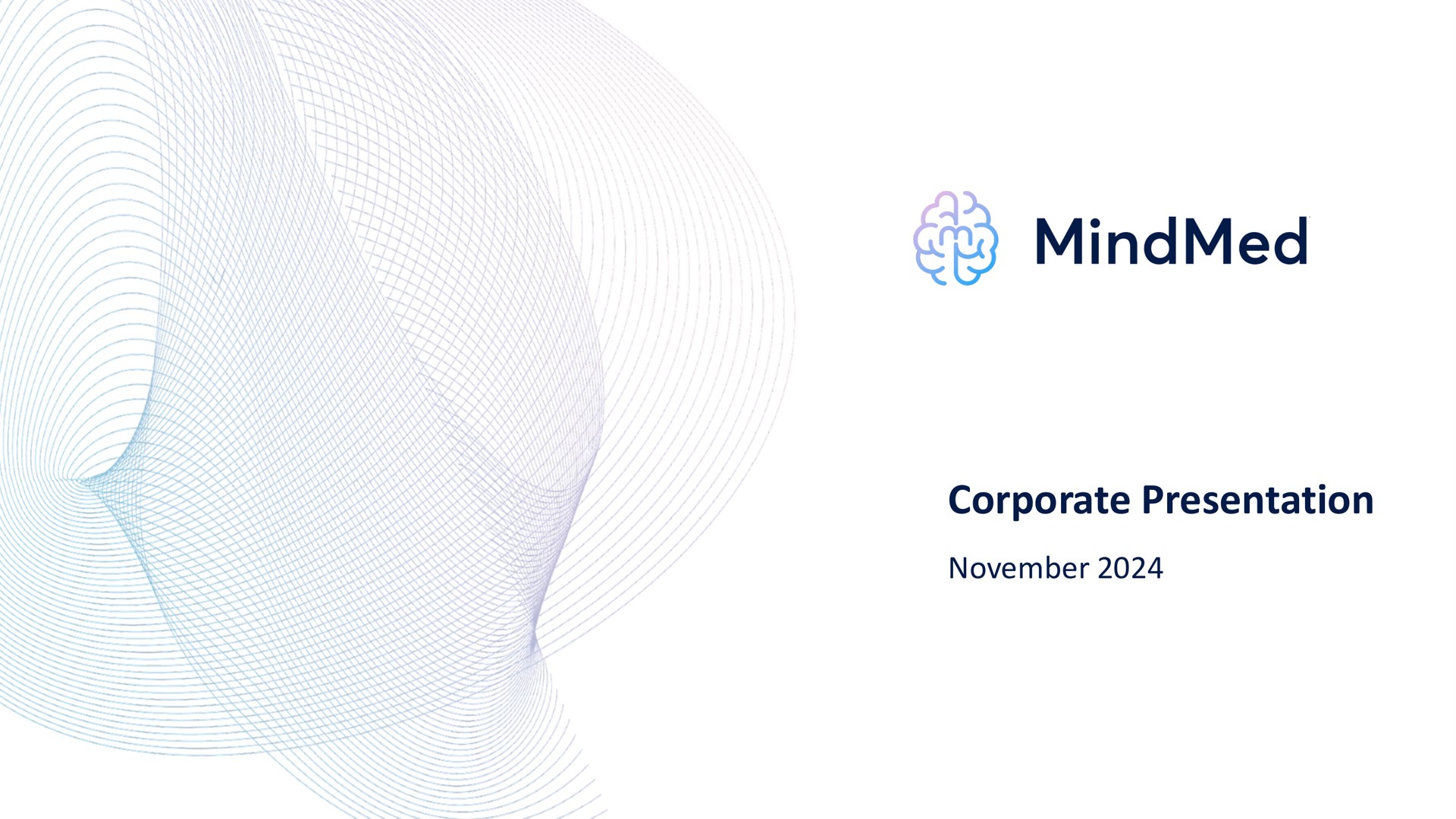 Mindmed — Corporate Presentation Cover investment banking deck slide