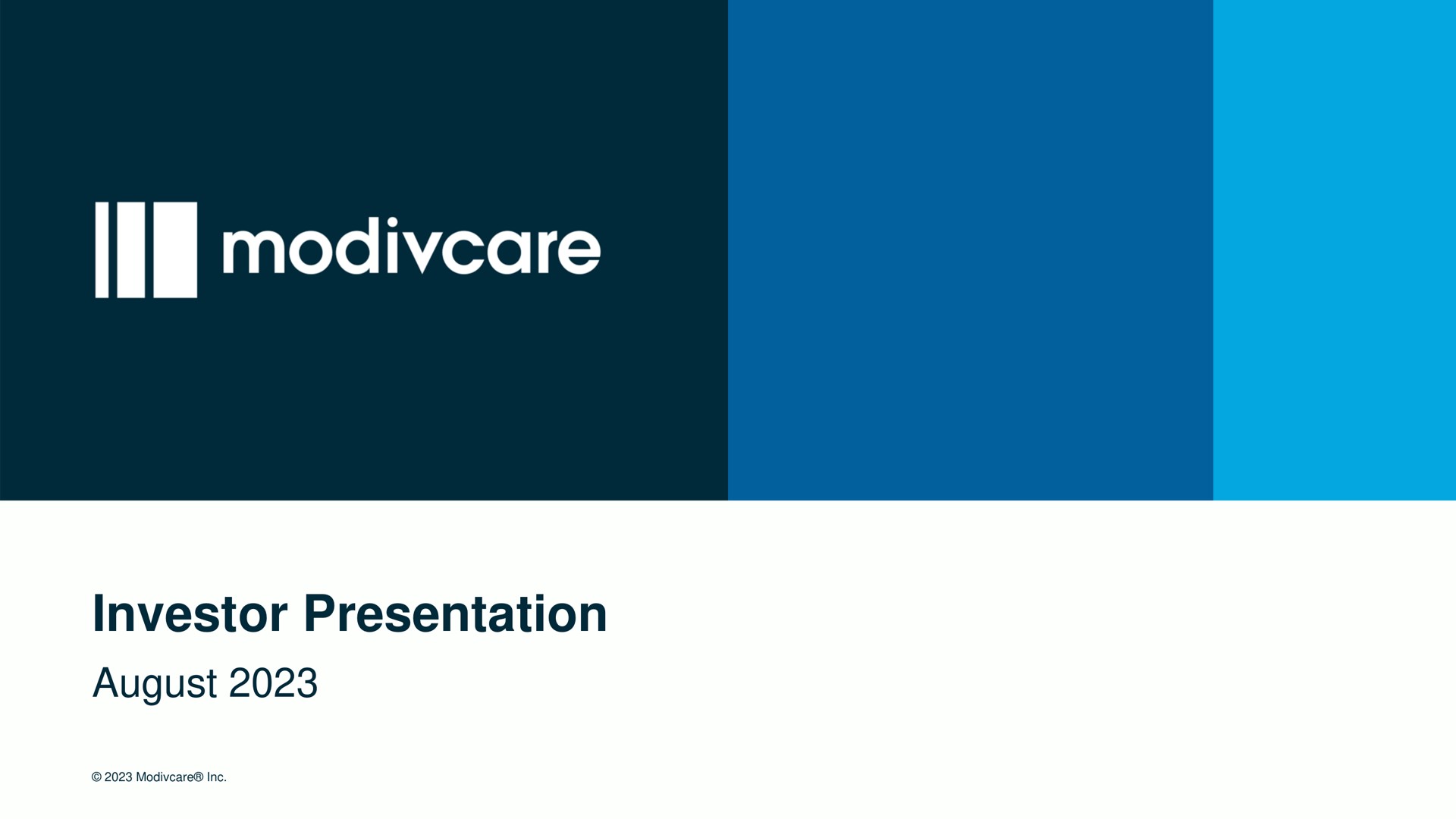 Modivcare — Investor Presentation investment banking deck slide