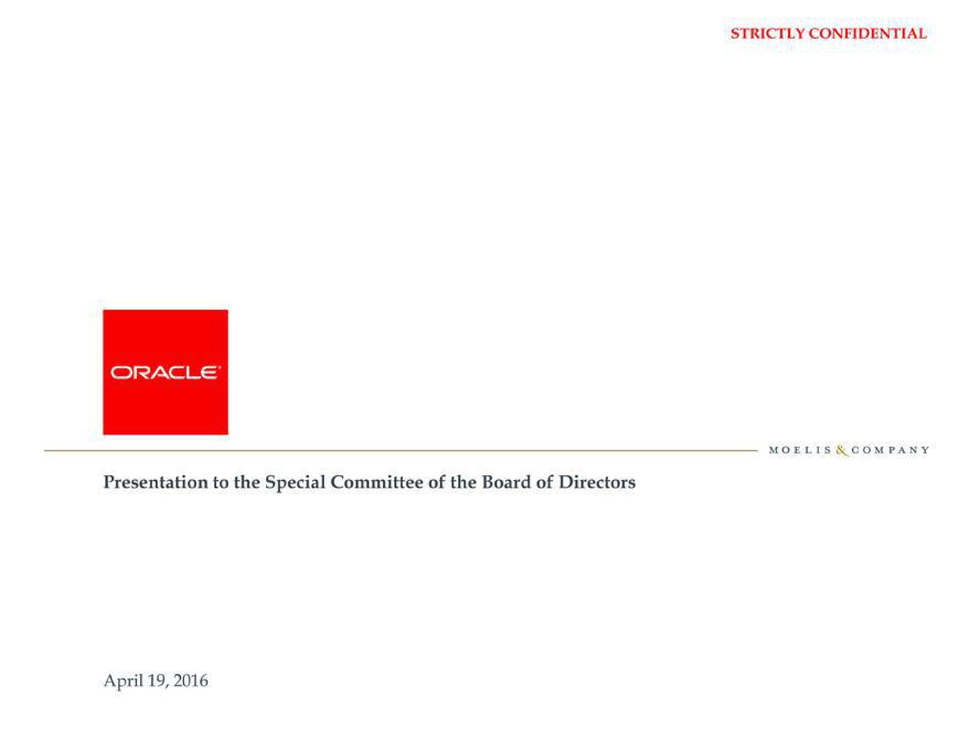 Moelis Company — Title Slide investment banking deck slide