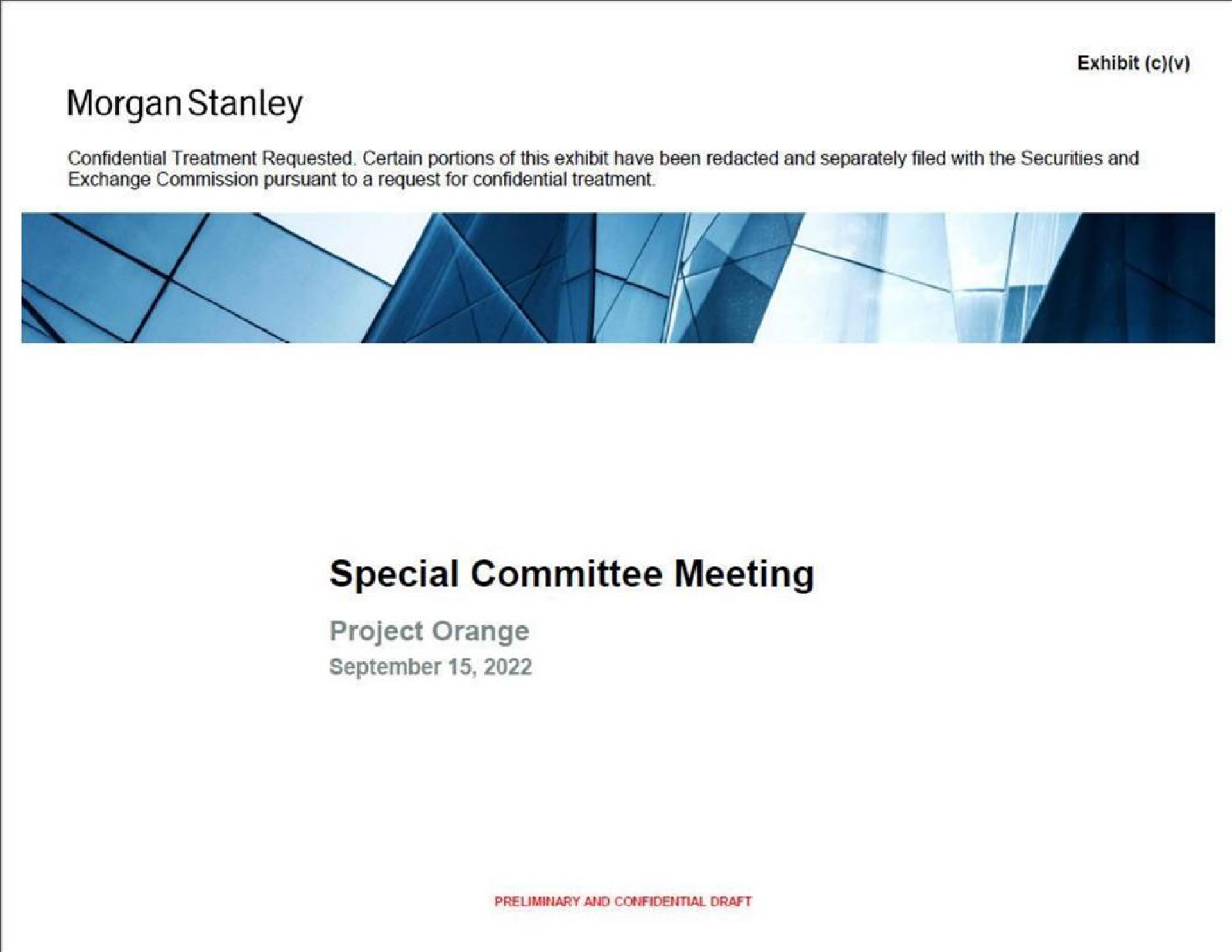 Morgan Stanley — Special Committee Meeting investment banking deck slide
