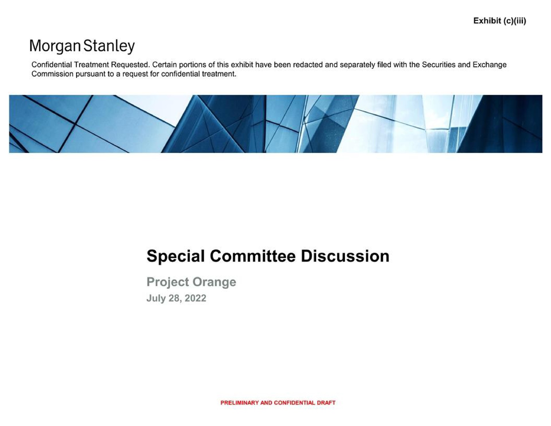 Morgan Stanley — Special Committee Discussion investment banking deck slide