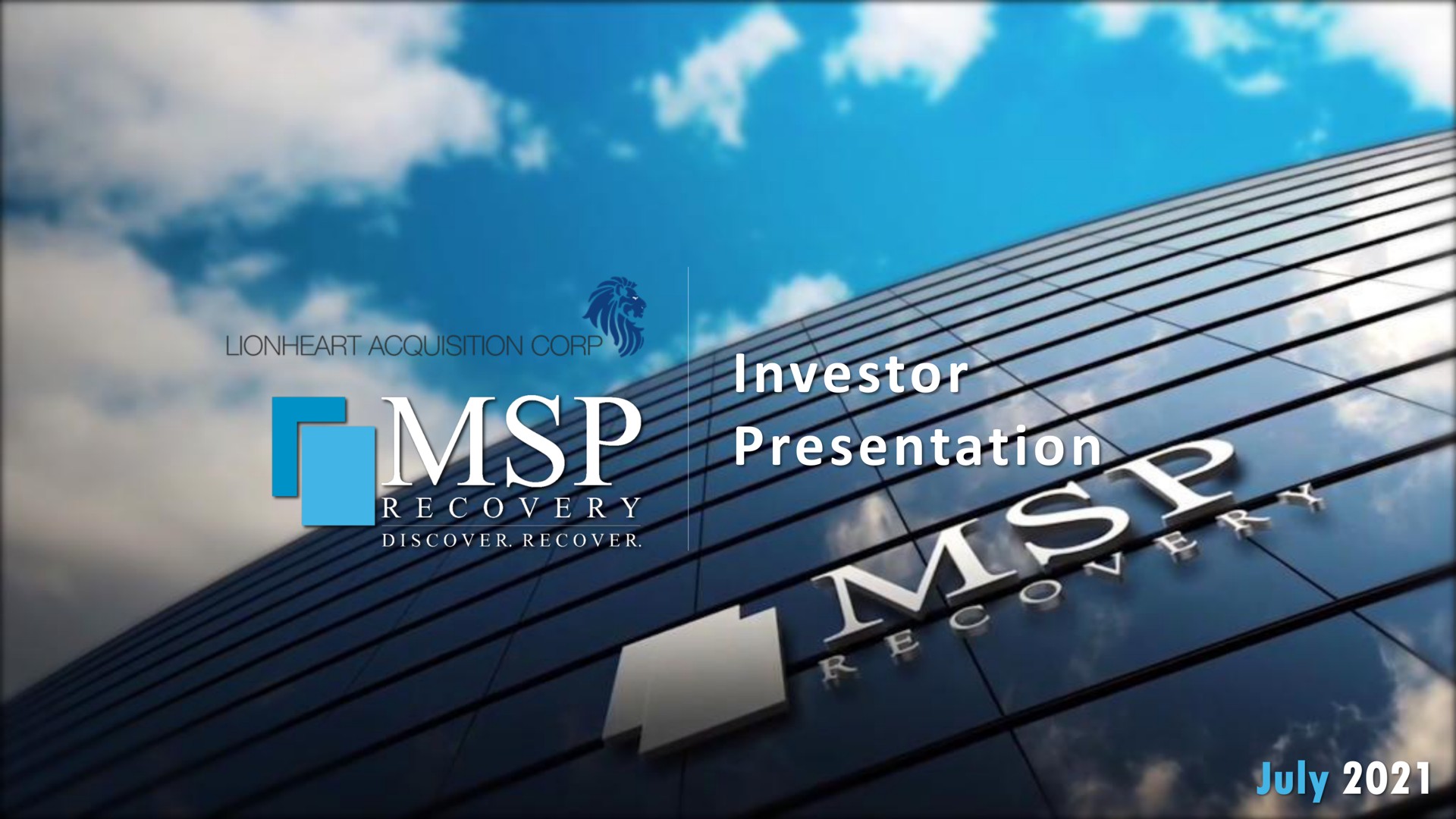 Msp Recovery — Investor Presentation investment banking deck slide