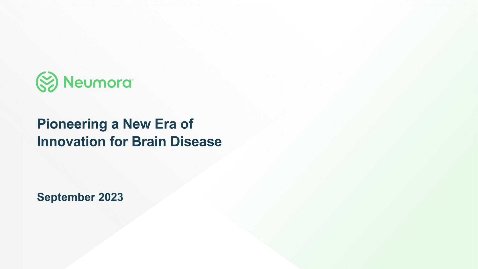 Neumora Therapeutics — Pioneering a New Era of Innovation for Brain Disease investment banking deck slide