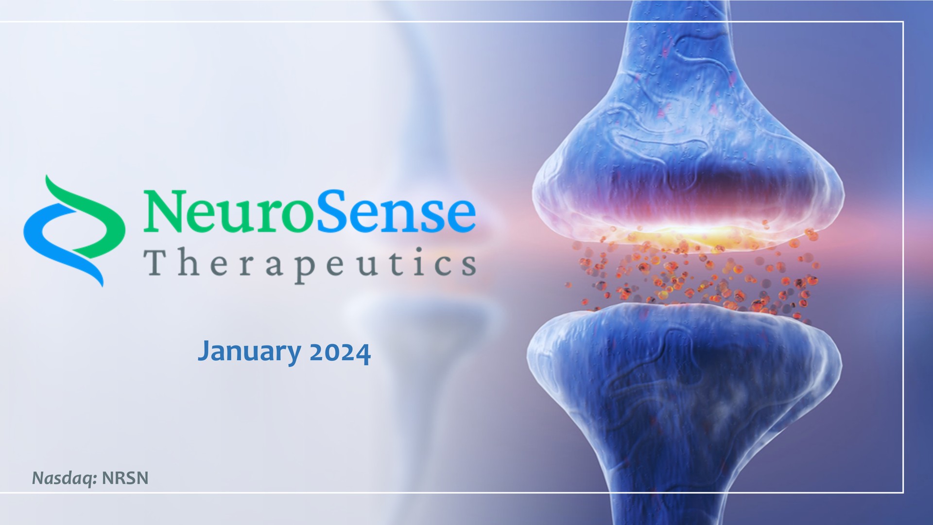 Neurosense Therapeutics — cover slide investment banking deck slide