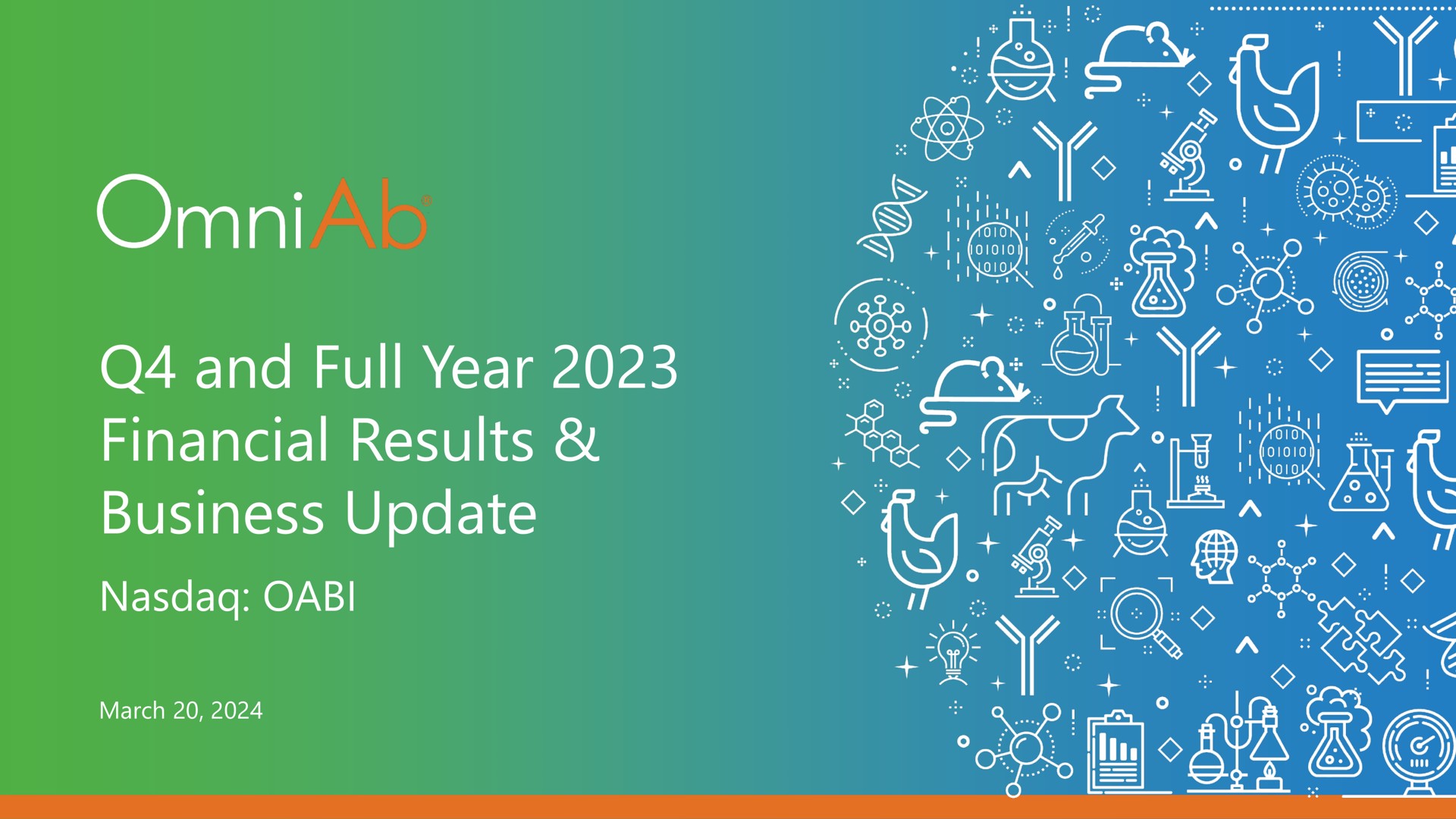 Omniab — Q4 and Full Year 2023 Financial Results & Business Update investment banking deck slide