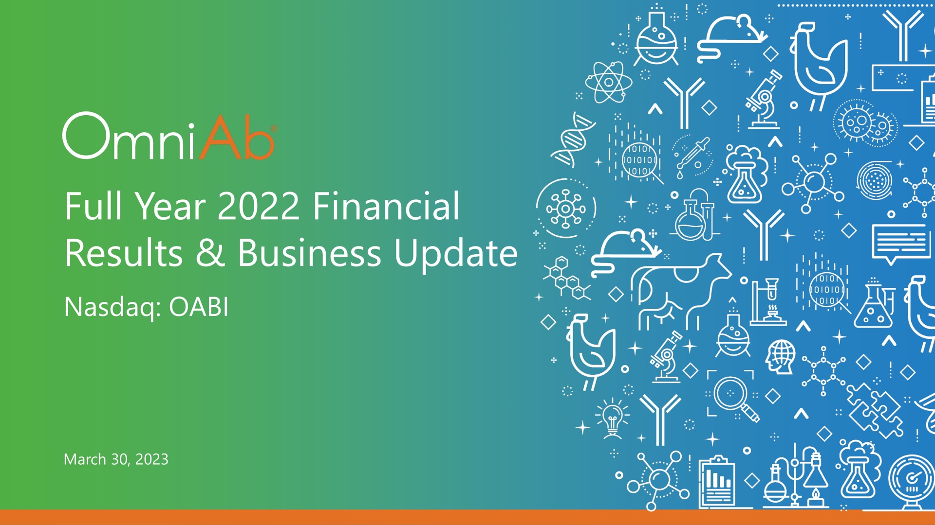 Omniab — Full Year 2022 Financial Results & Business Update investment banking deck slide