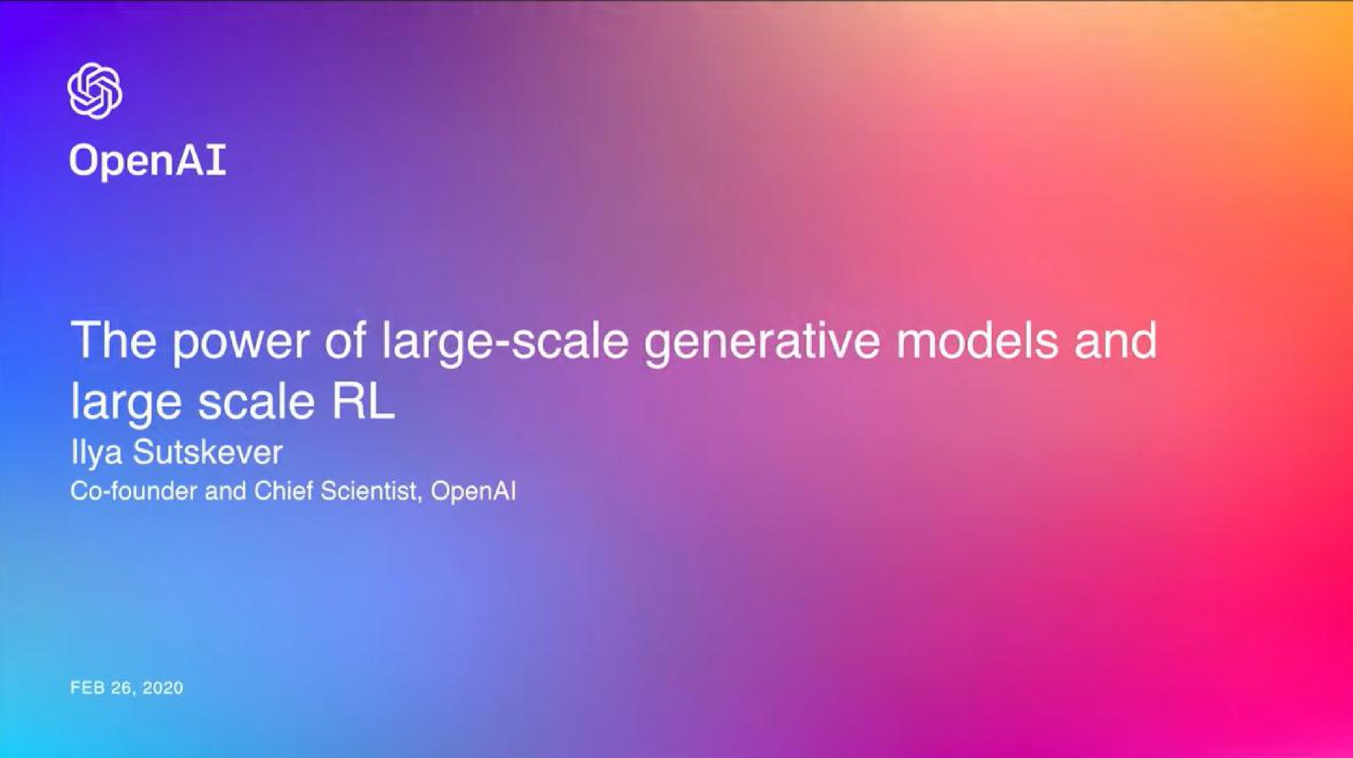 Openai — The power of large-scale generative models and large scale RL investment banking deck slide